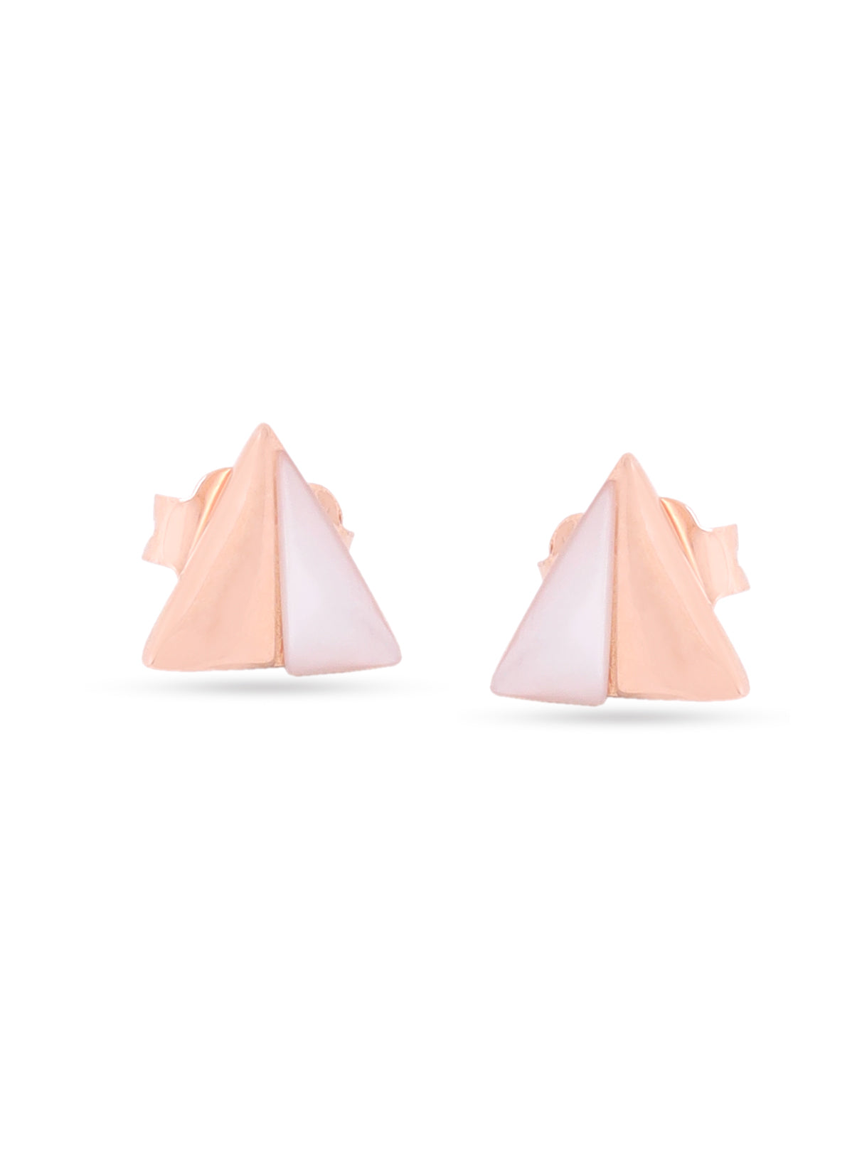 Syra Collection Rose Gold Geometric Mother of Pearl Stud Earrings