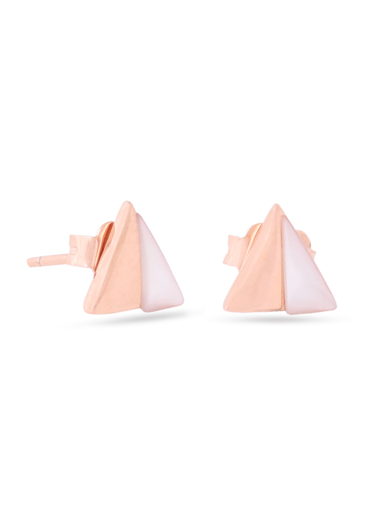 Syra Collection Rose Gold Geometric Mother of Pearl Stud Earrings