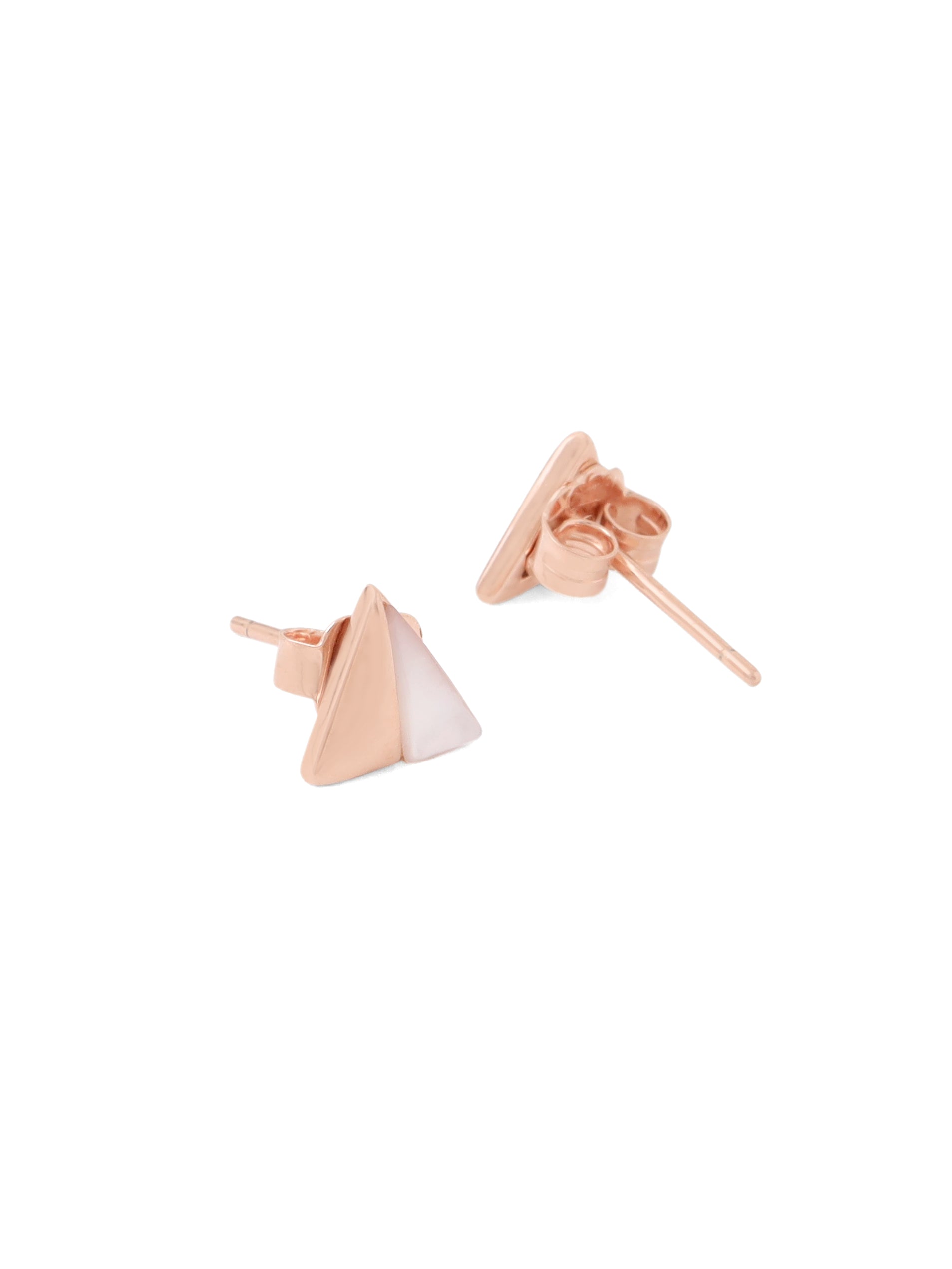 Syra Collection Rose Gold Geometric Mother of Pearl Stud Earrings