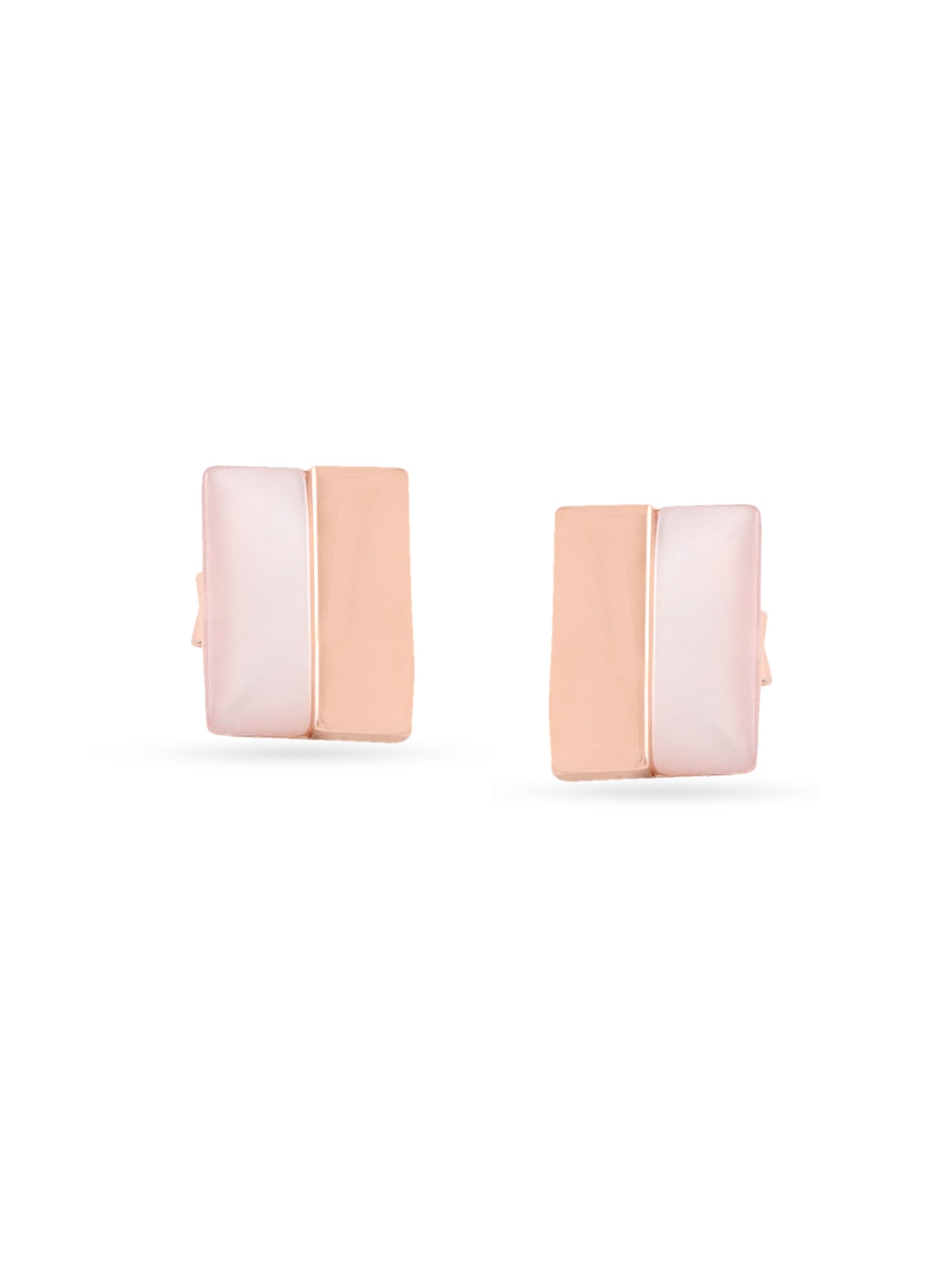 Rose Gold Geometric Mother of Pearl Stud Earrings Syra Collection