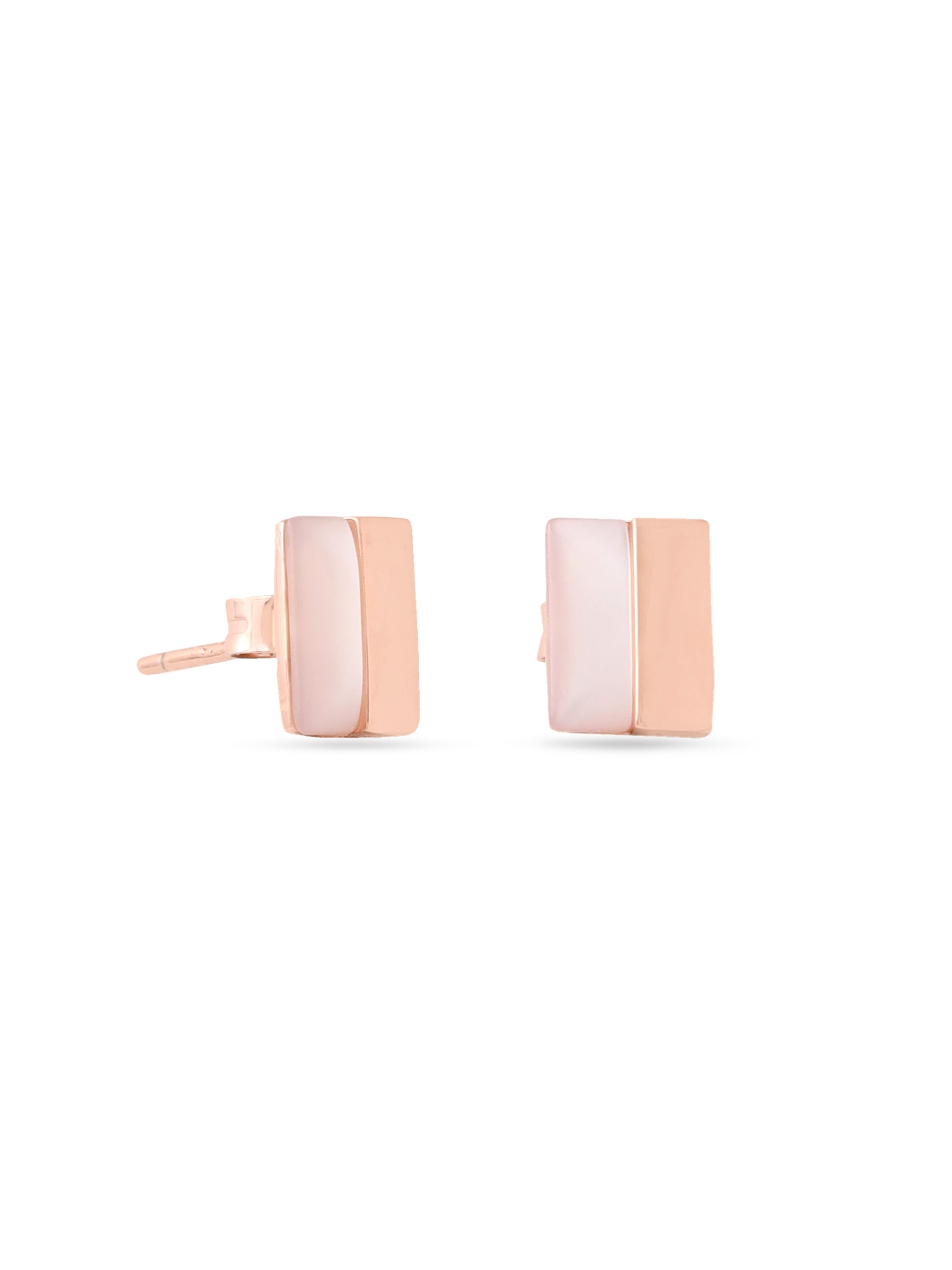 Rose Gold Geometric Mother of Pearl Stud Earrings Syra Collection