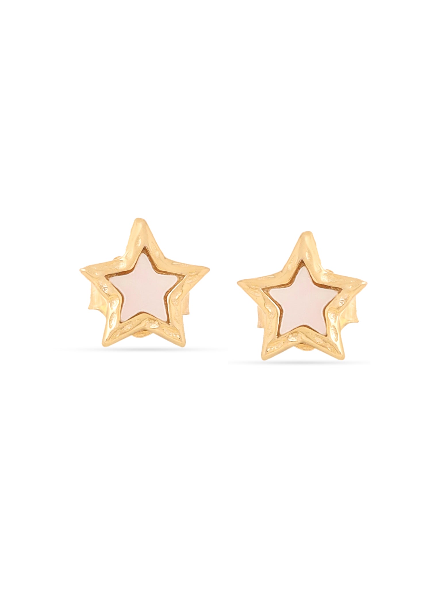 Syra Collection Stud Earrings 24k Gold Star-Shaped Mother of Pearl