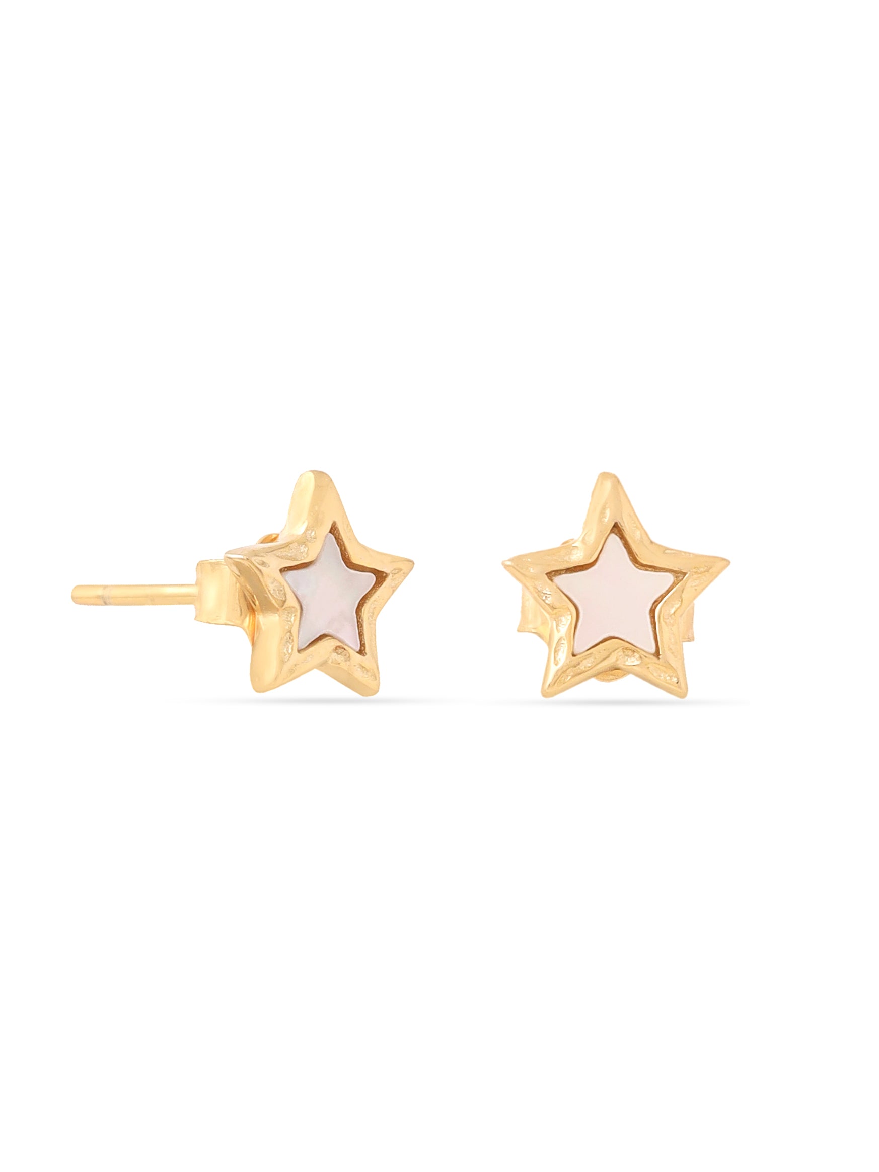 Syra Collection Stud Earrings 24k Gold Star-Shaped Mother of Pearl