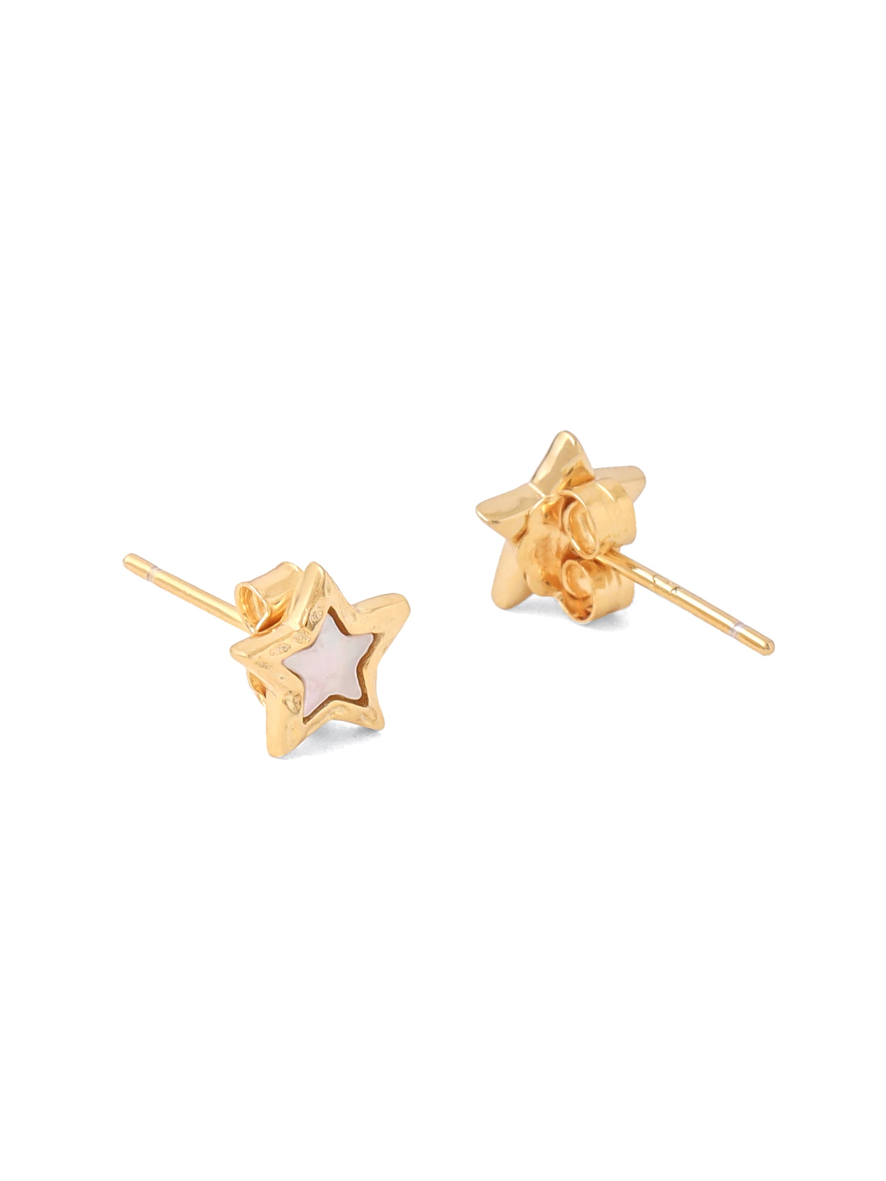 Syra Collection Stud Earrings 24k Gold Star-Shaped Mother of Pearl