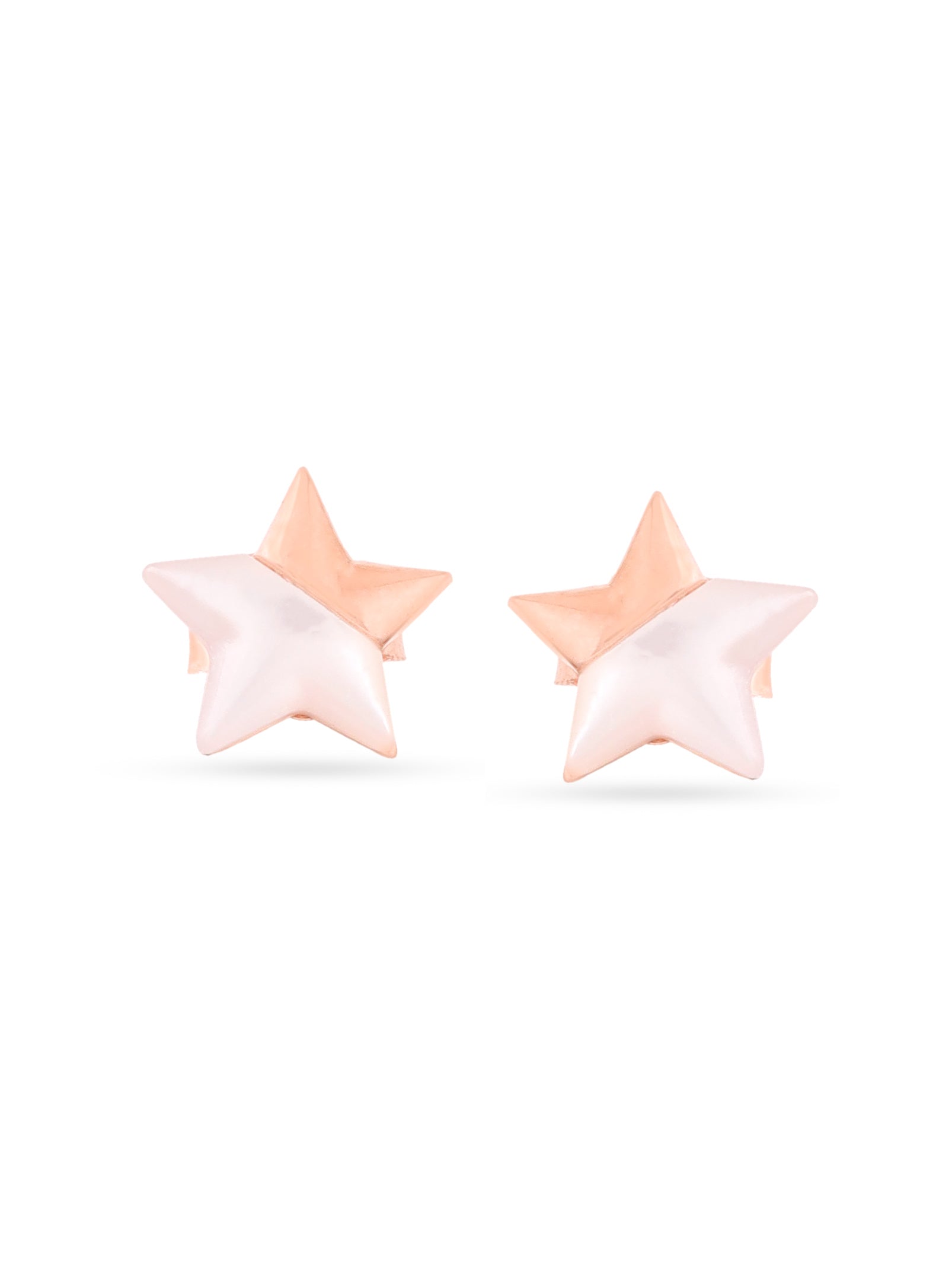 Syra Collection Rose Gold Star-Shaped Mother of Pearl Stud Earrings