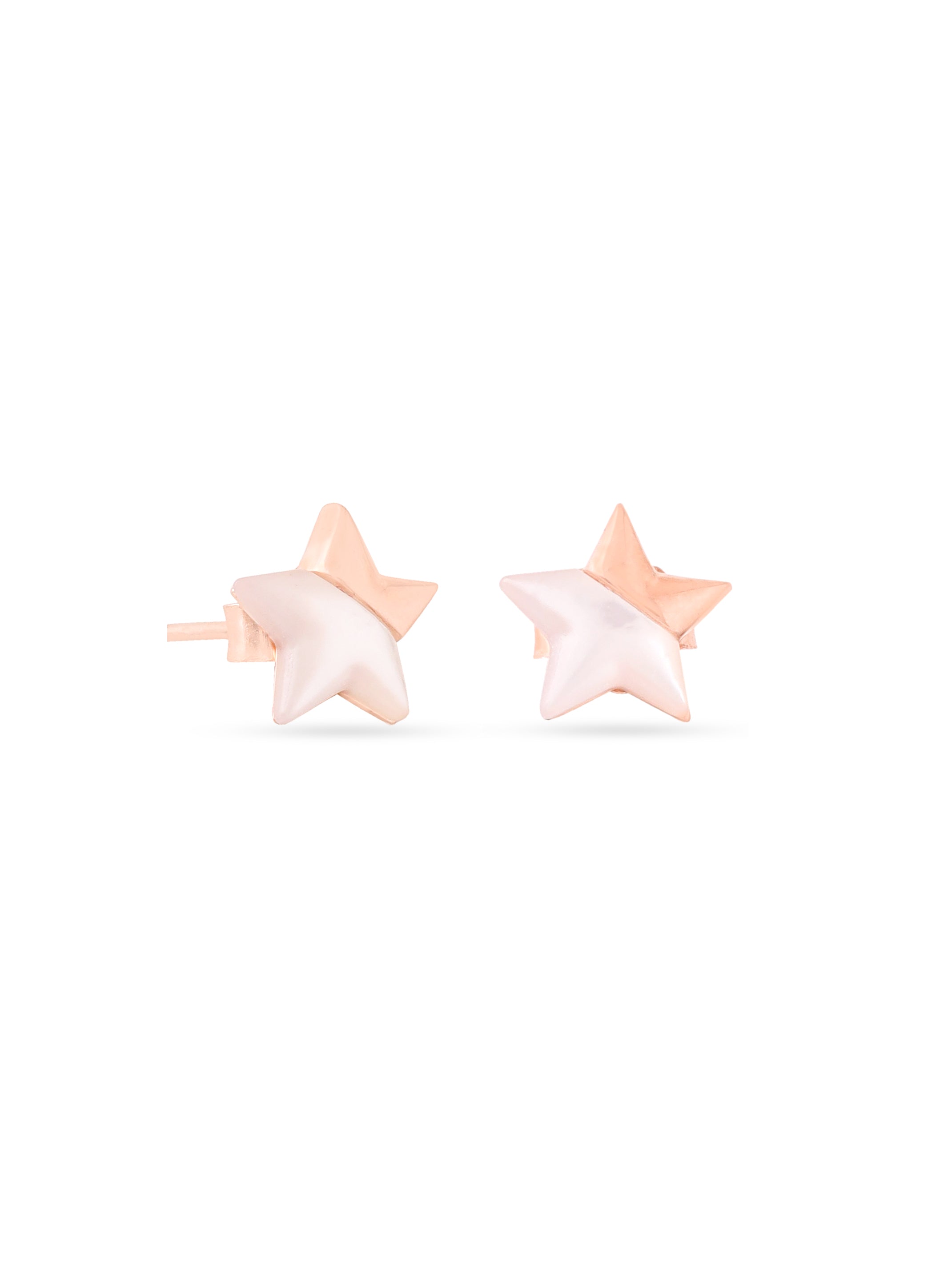 Syra Collection Rose Gold Star-Shaped Mother of Pearl Stud Earrings