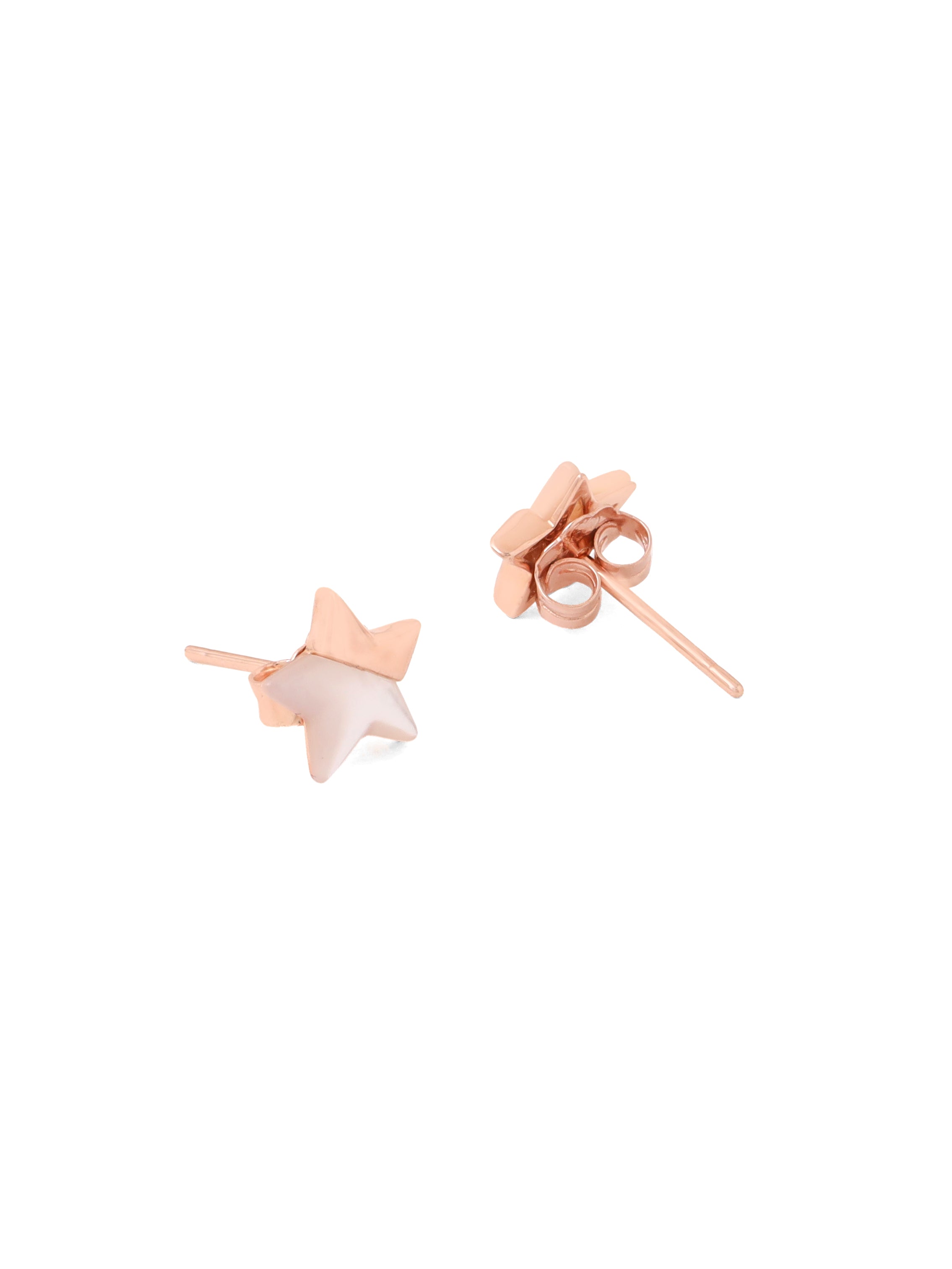 Syra Collection Rose Gold Star-Shaped Mother of Pearl Stud Earrings