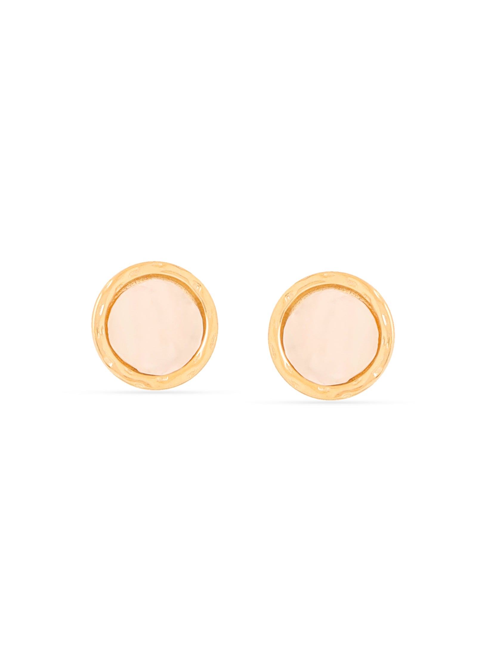 Syra Collection 24k Gold Round Mother of Pearl Stud Earrings