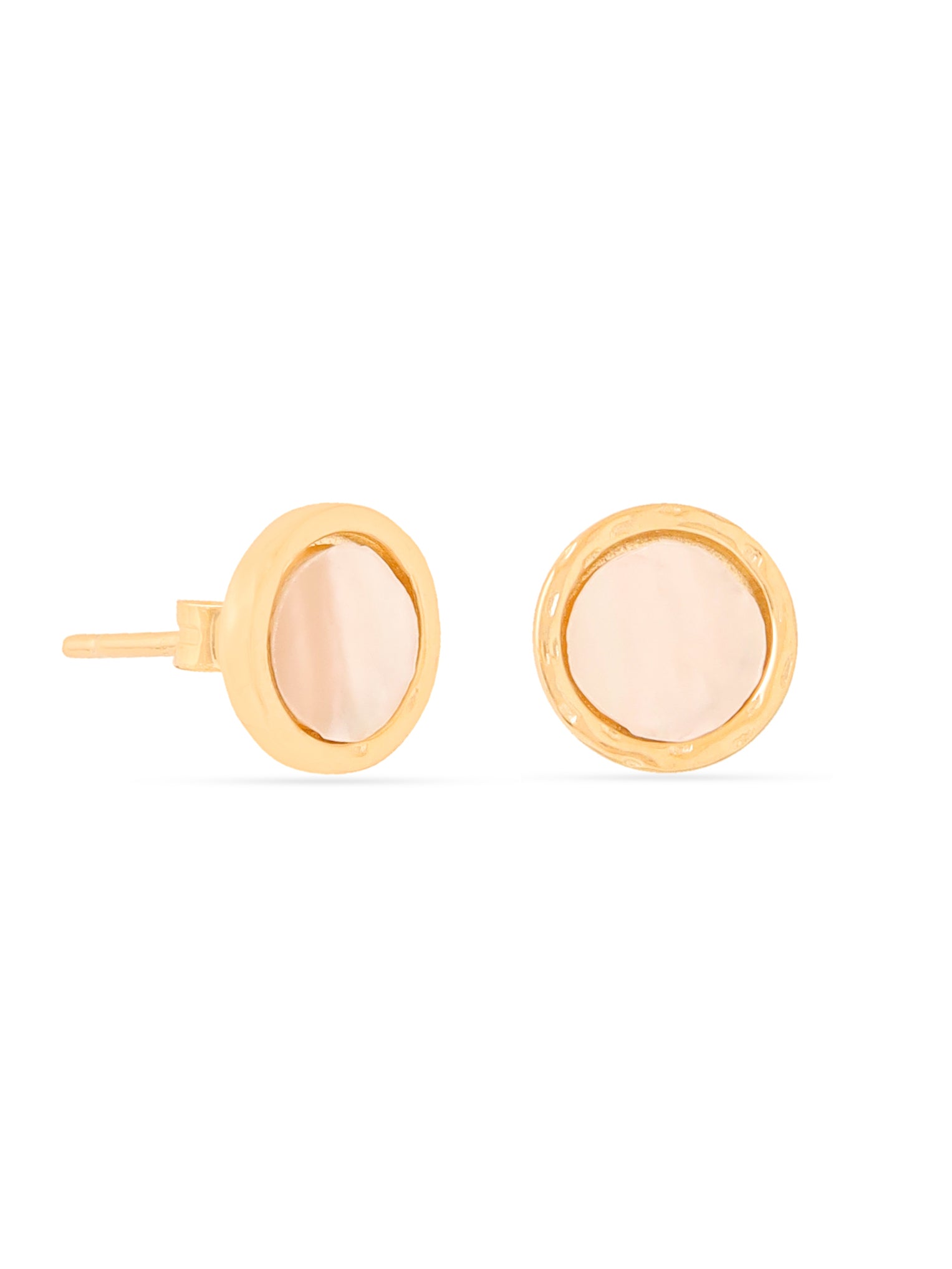 Syra Collection 24k Gold Round Mother of Pearl Stud Earrings