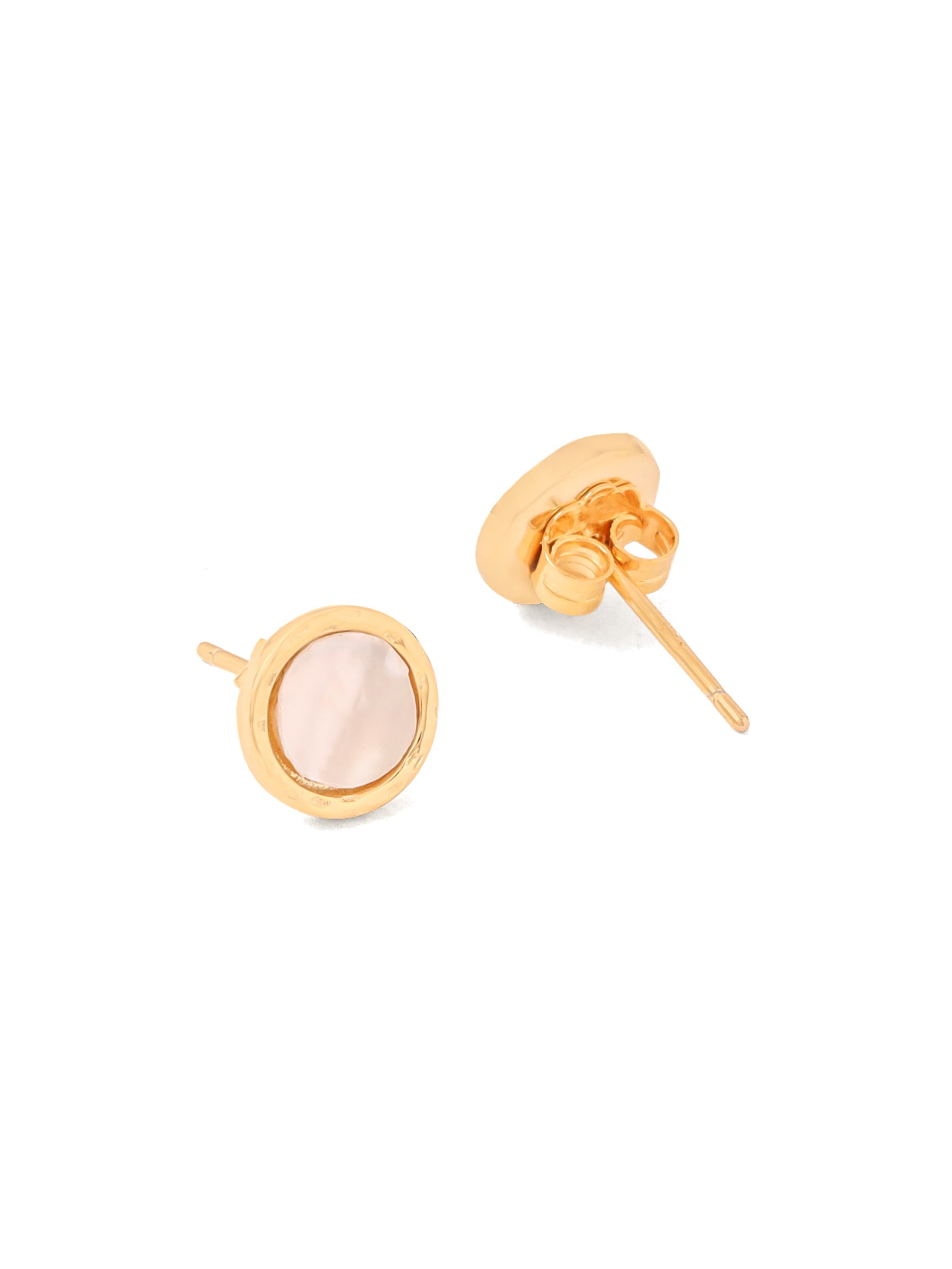 Syra Collection 24k Gold Round Mother of Pearl Stud Earrings