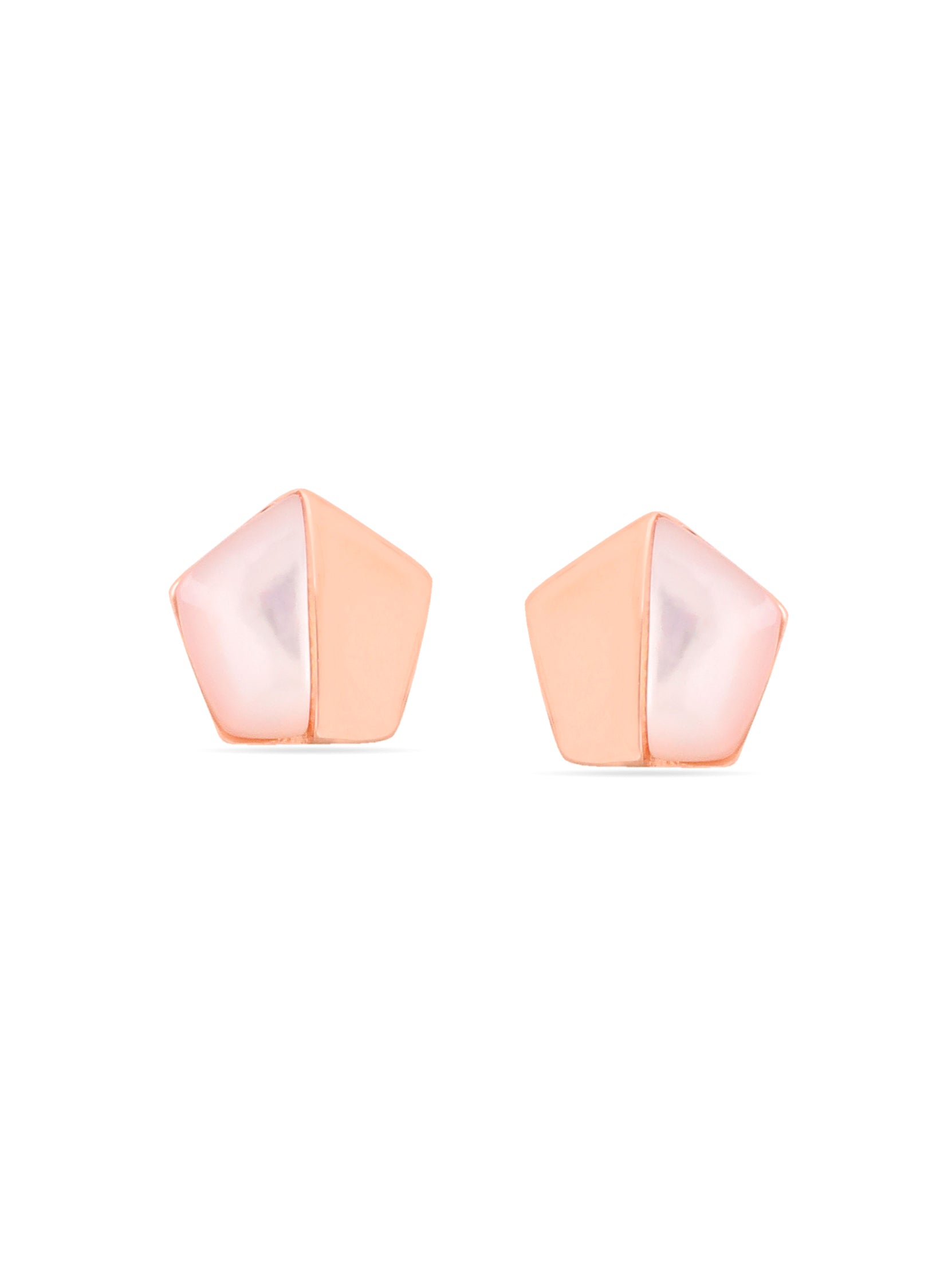 Syra Collection Rose Gold Pentagon Mother of Pearl Stud Earrings