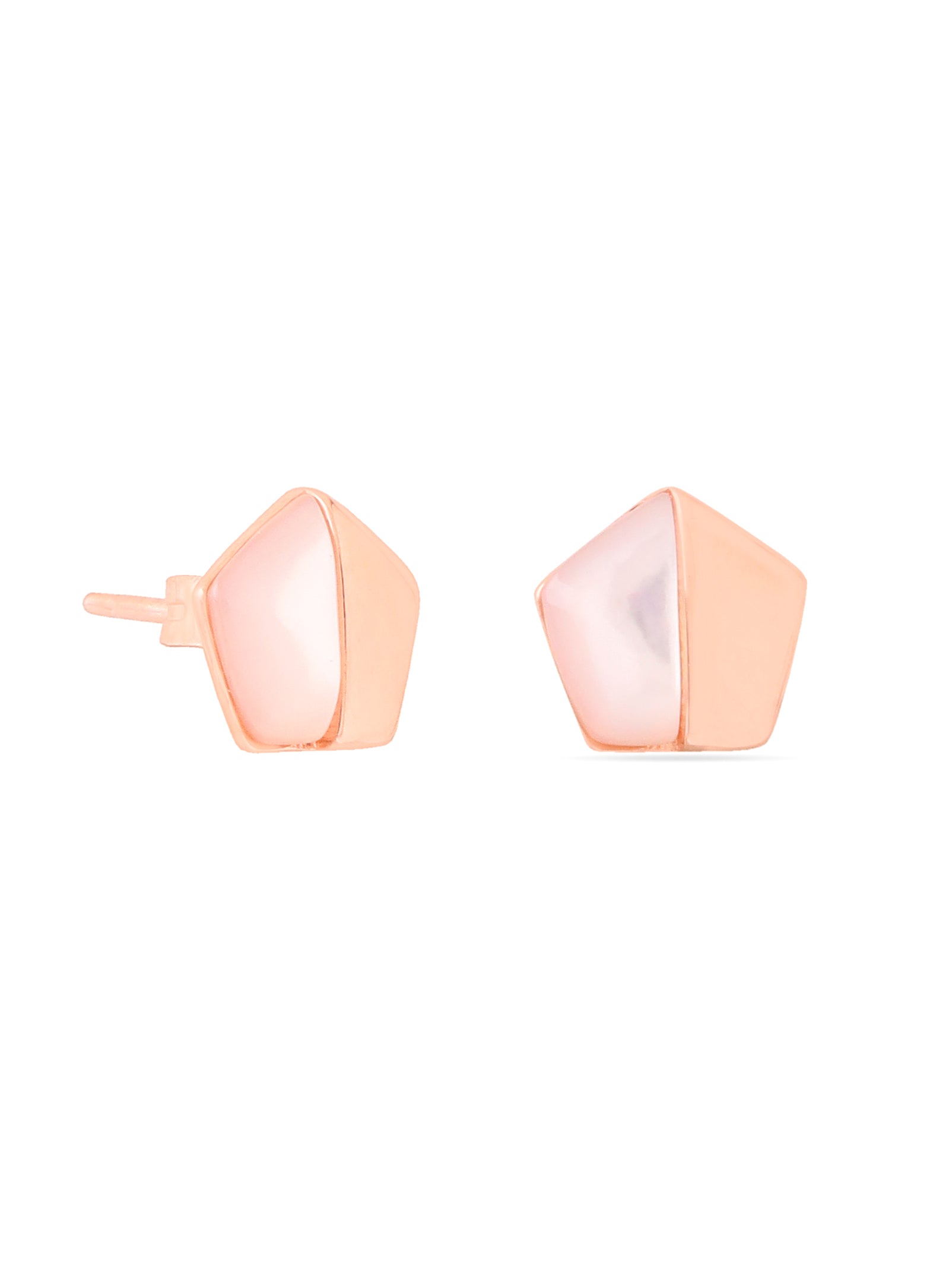 Syra Collection Rose Gold Pentagon Mother of Pearl Stud Earrings