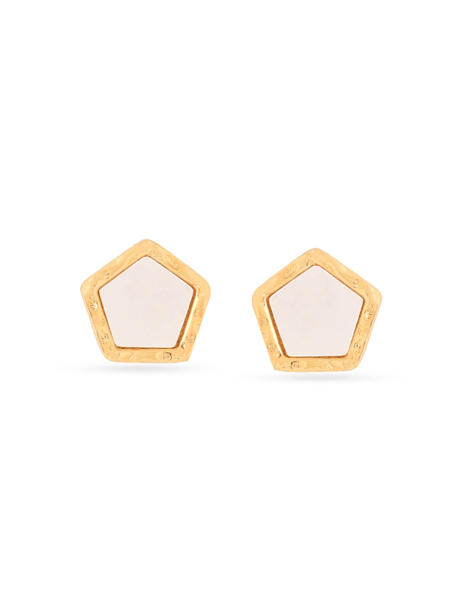 Syra Collection 24k Gold Pentagon Mother of Pearl Stud Earrings