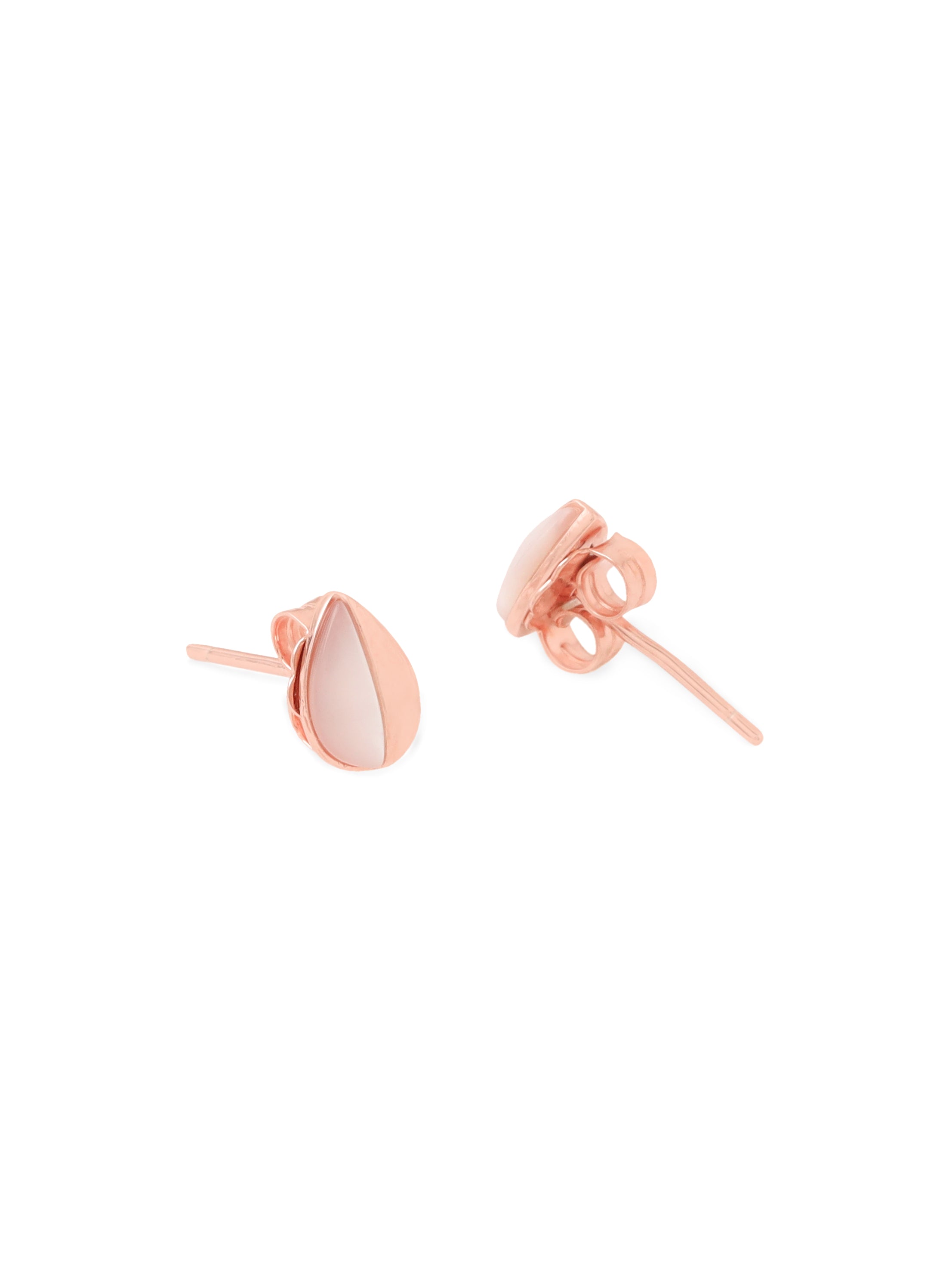 Mother of Pearl Stud Earrings (Rose Gold Pear-Shaped) Syra Collection