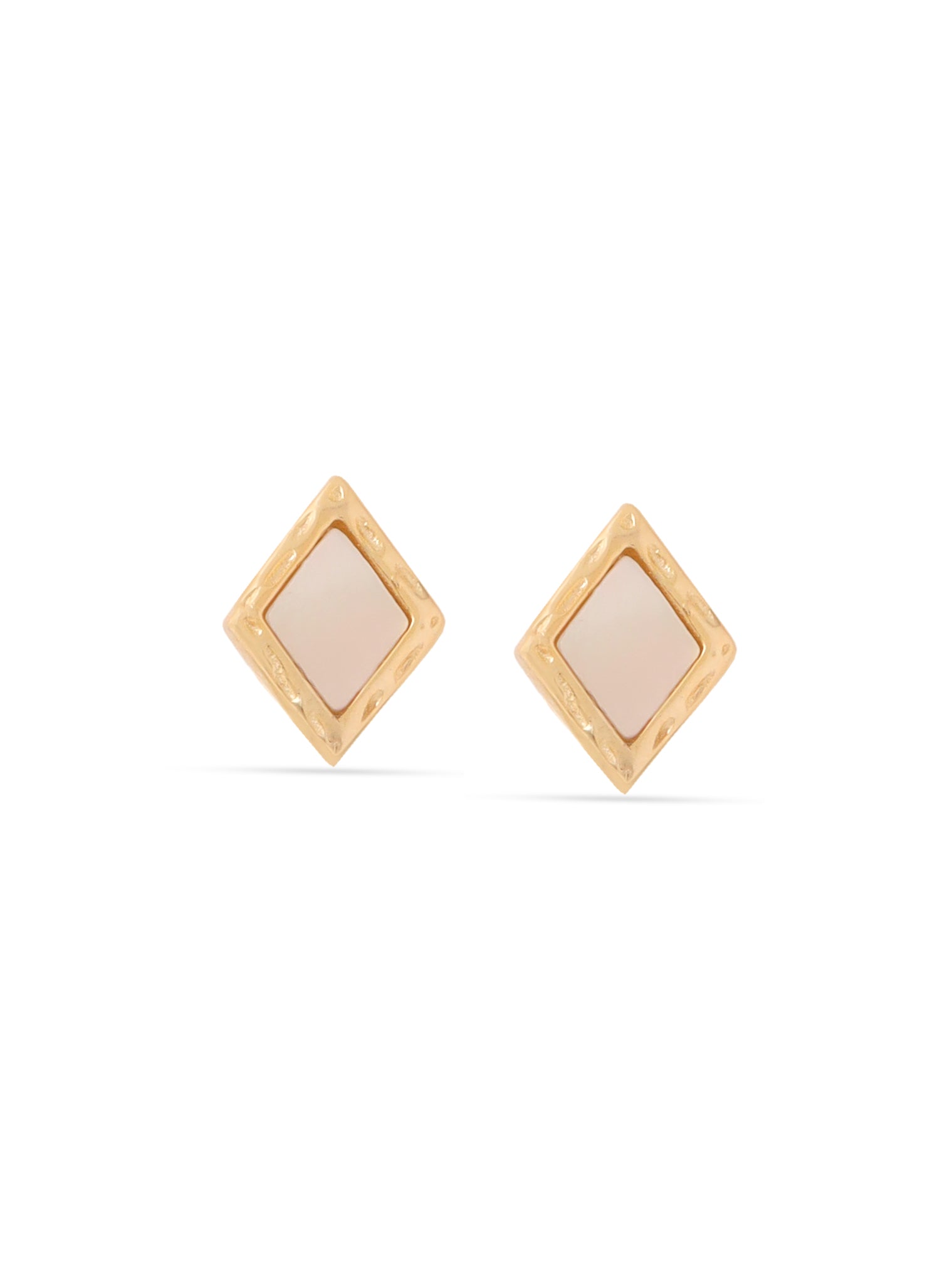 Syra Collection 24k Gold Diamond-Shaped Mother of Pearl Stud Earrings