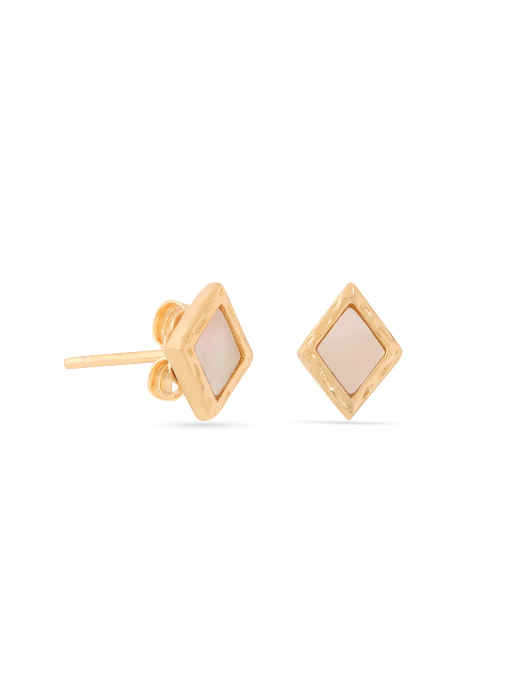 Syra Collection 24k Gold Diamond-Shaped Mother of Pearl Stud Earrings