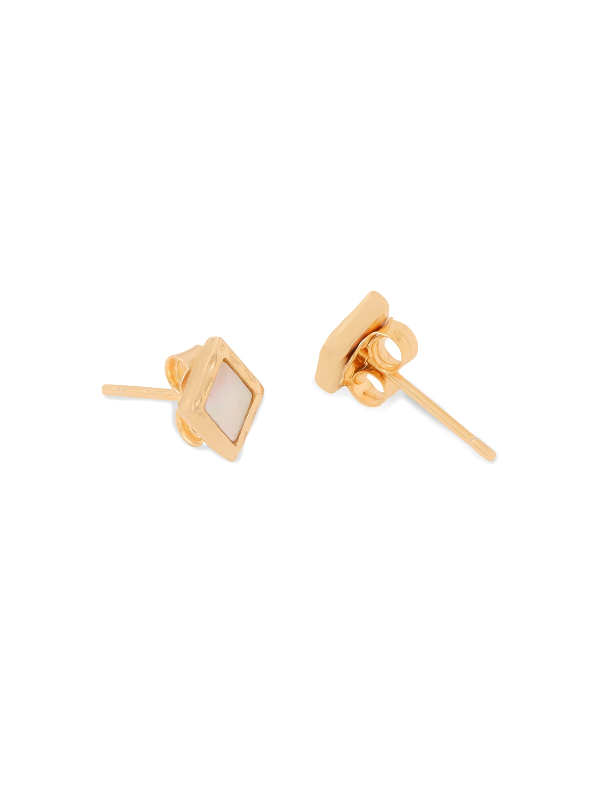 Syra Collection 24k Gold Diamond-Shaped Mother of Pearl Stud Earrings