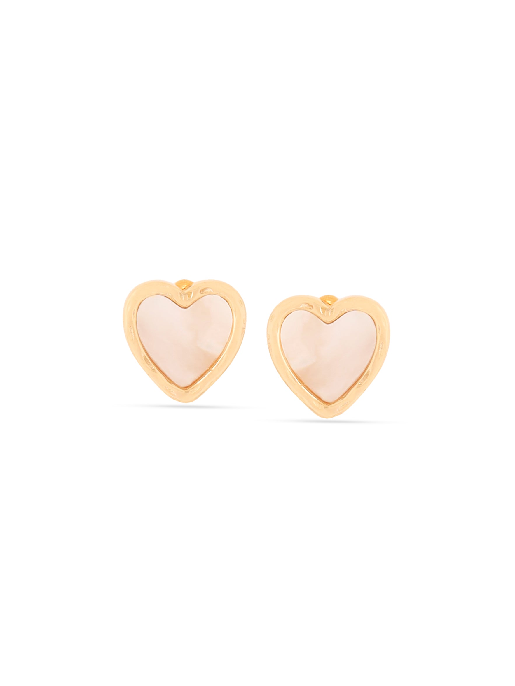 Syra Collection 24k Gold Heart-Shaped Mother of Pearl Stud Earrings