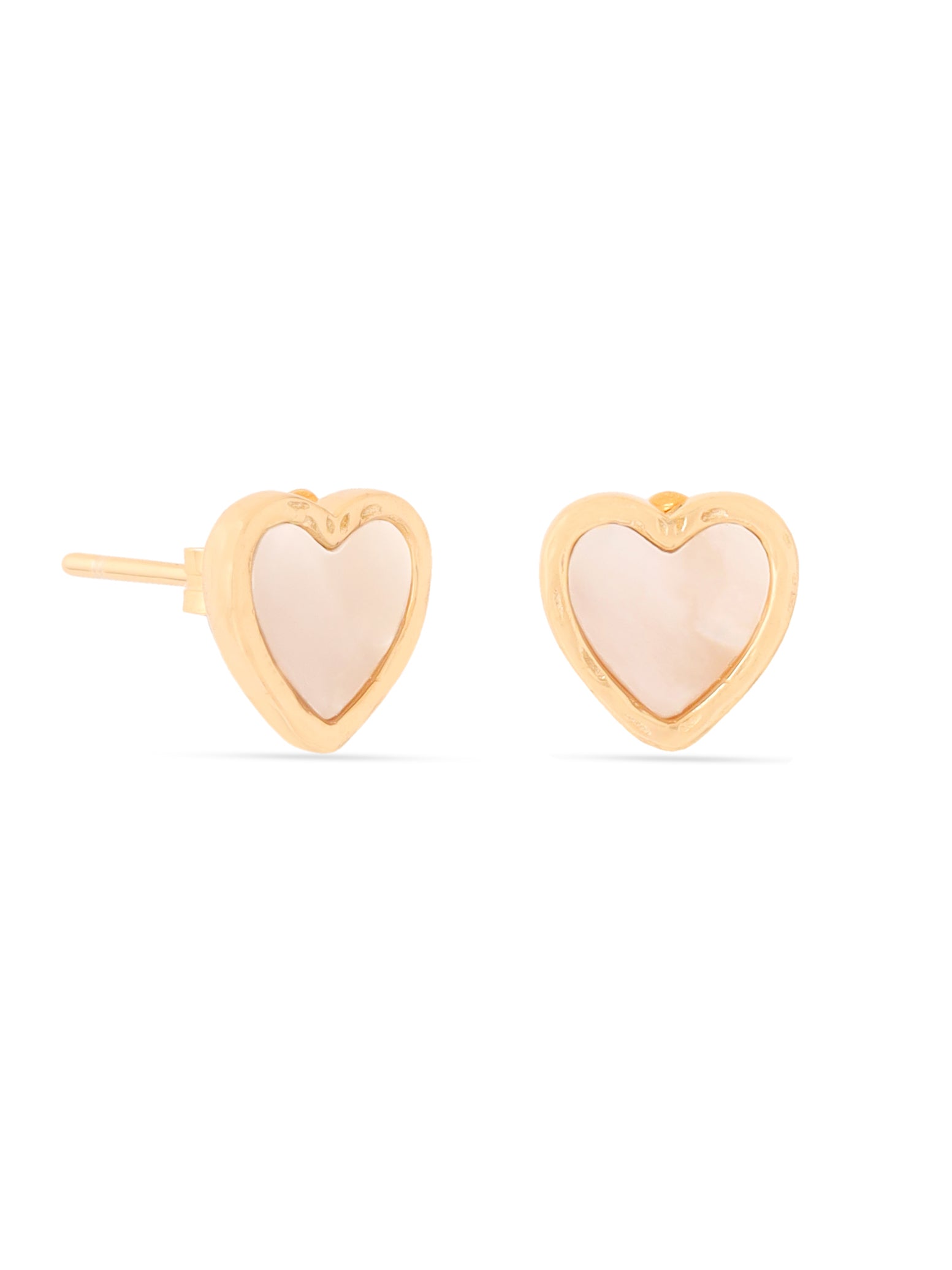 Syra Collection 24k Gold Heart-Shaped Mother of Pearl Stud Earrings