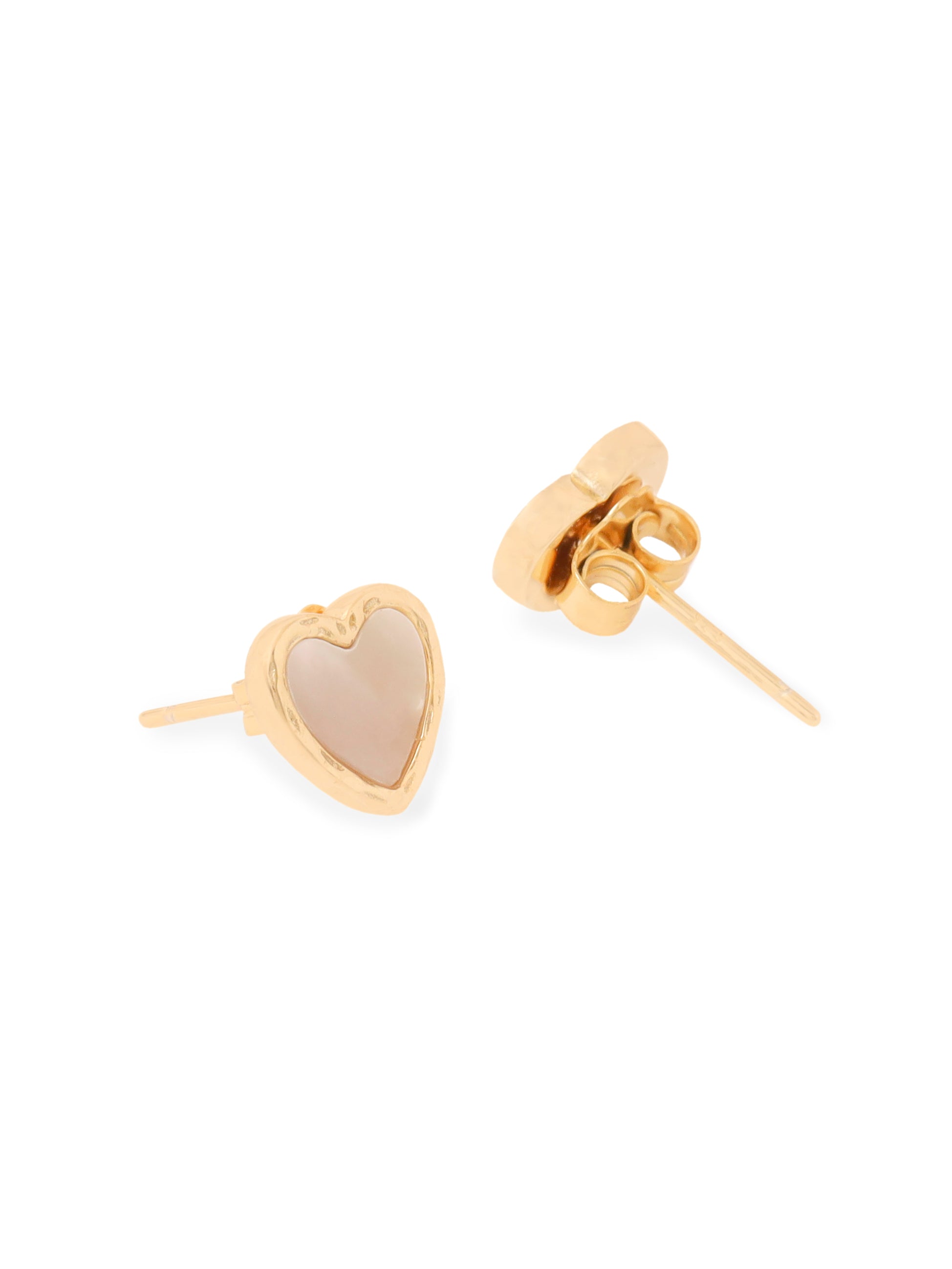 Syra Collection 24k Gold Heart-Shaped Mother of Pearl Stud Earrings