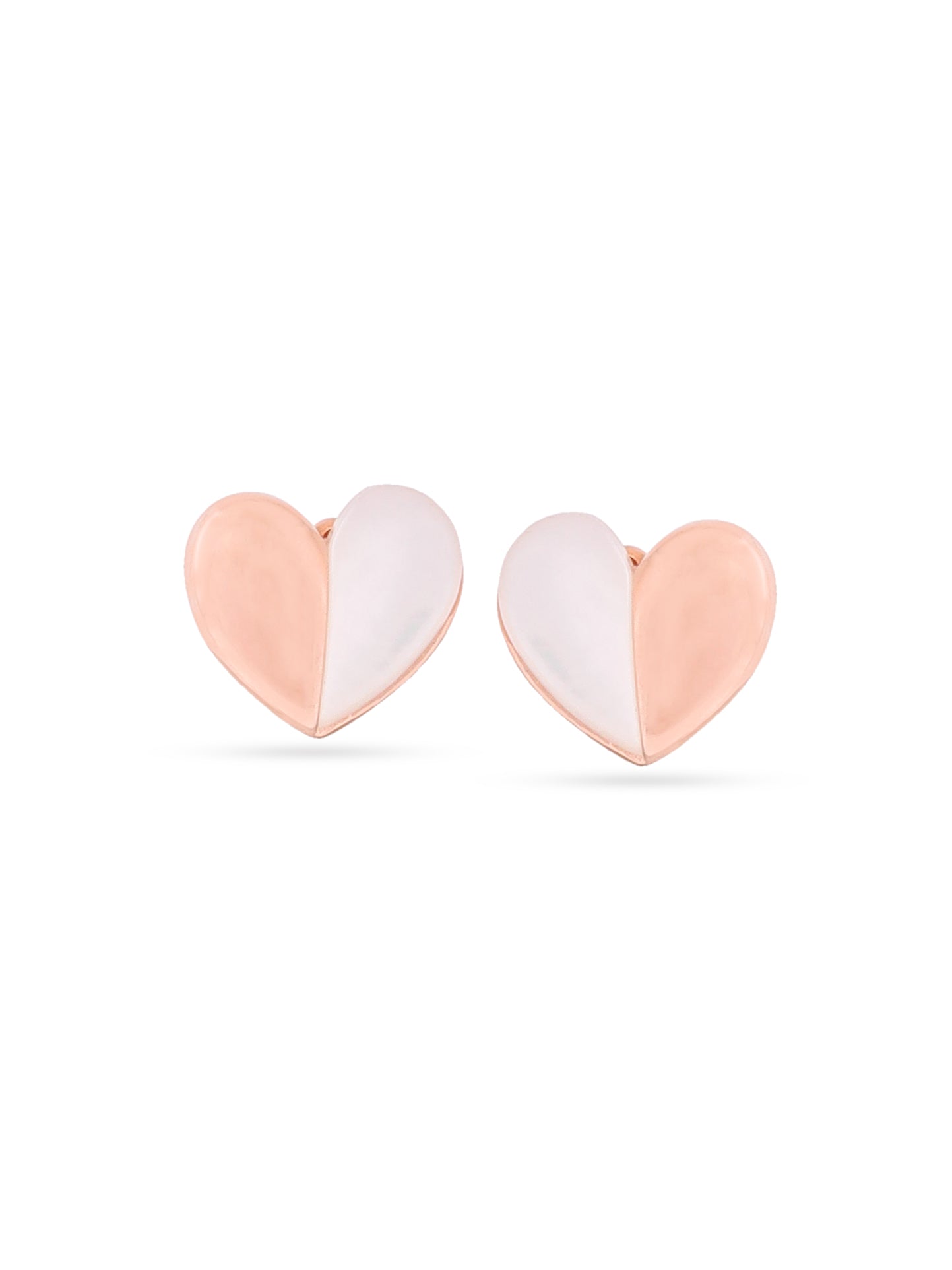 Rose Gold Heart-Shaped Mother of Pearl Stud Earpieces Syra Collection