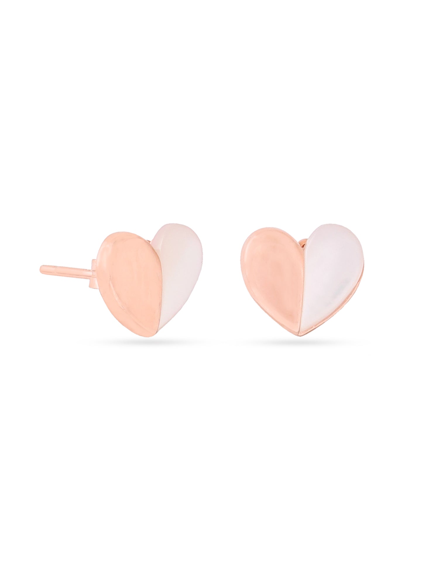 Rose Gold Heart-Shaped Mother of Pearl Stud Earpieces Syra Collection