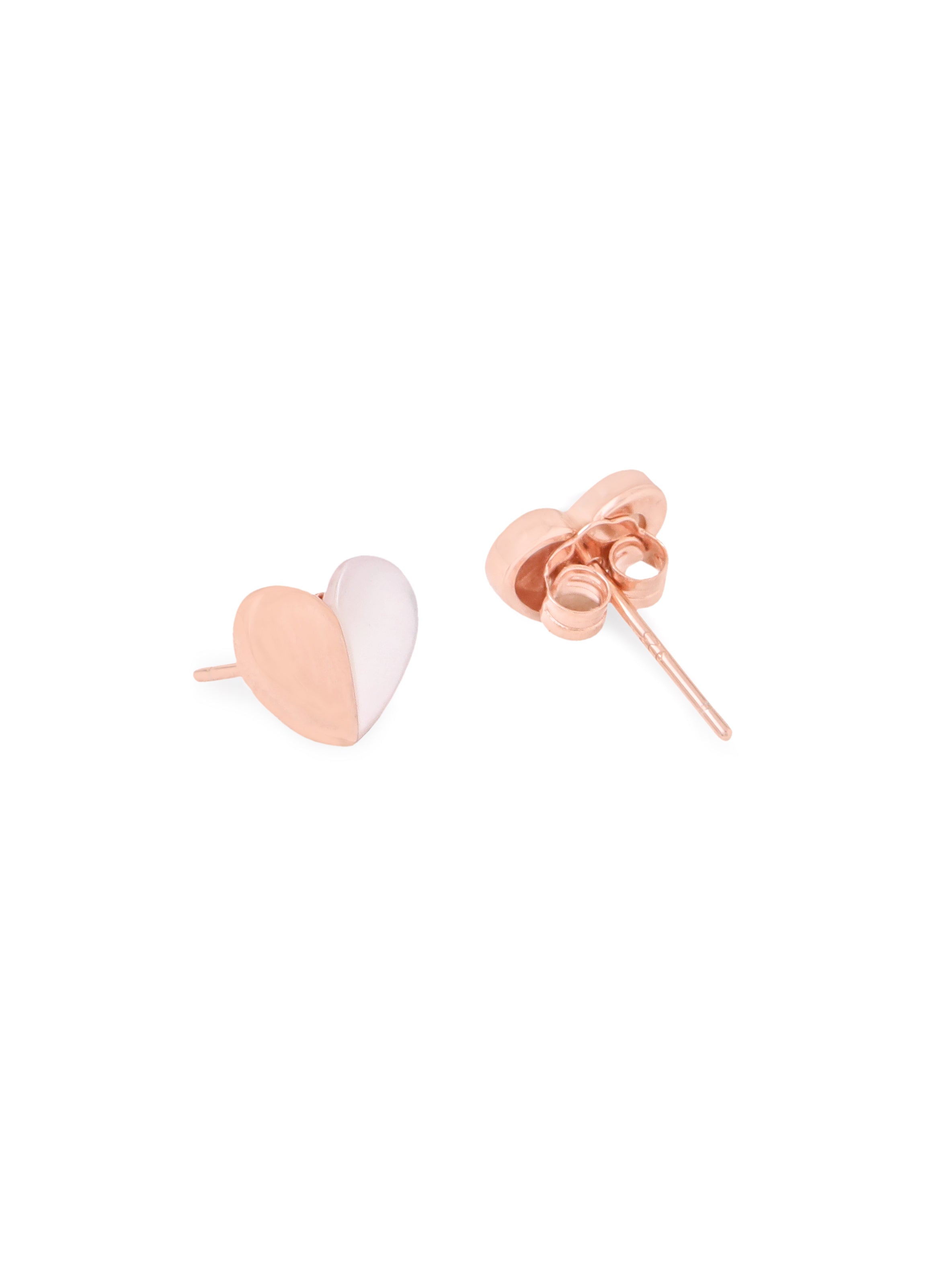 Rose Gold Heart-Shaped Mother of Pearl Stud Earpieces Syra Collection