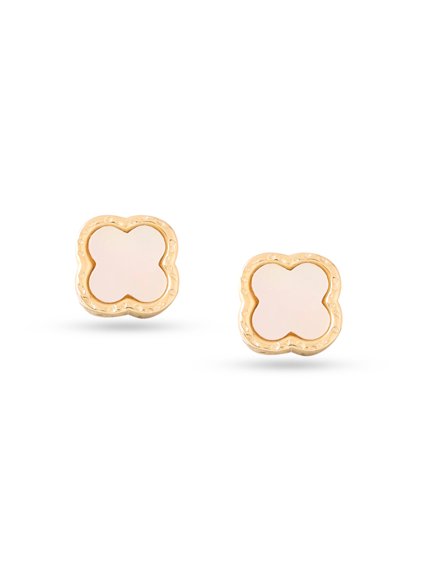 Syra 24k Gold Lucky Clover Mother of Pearl Stud Earrings