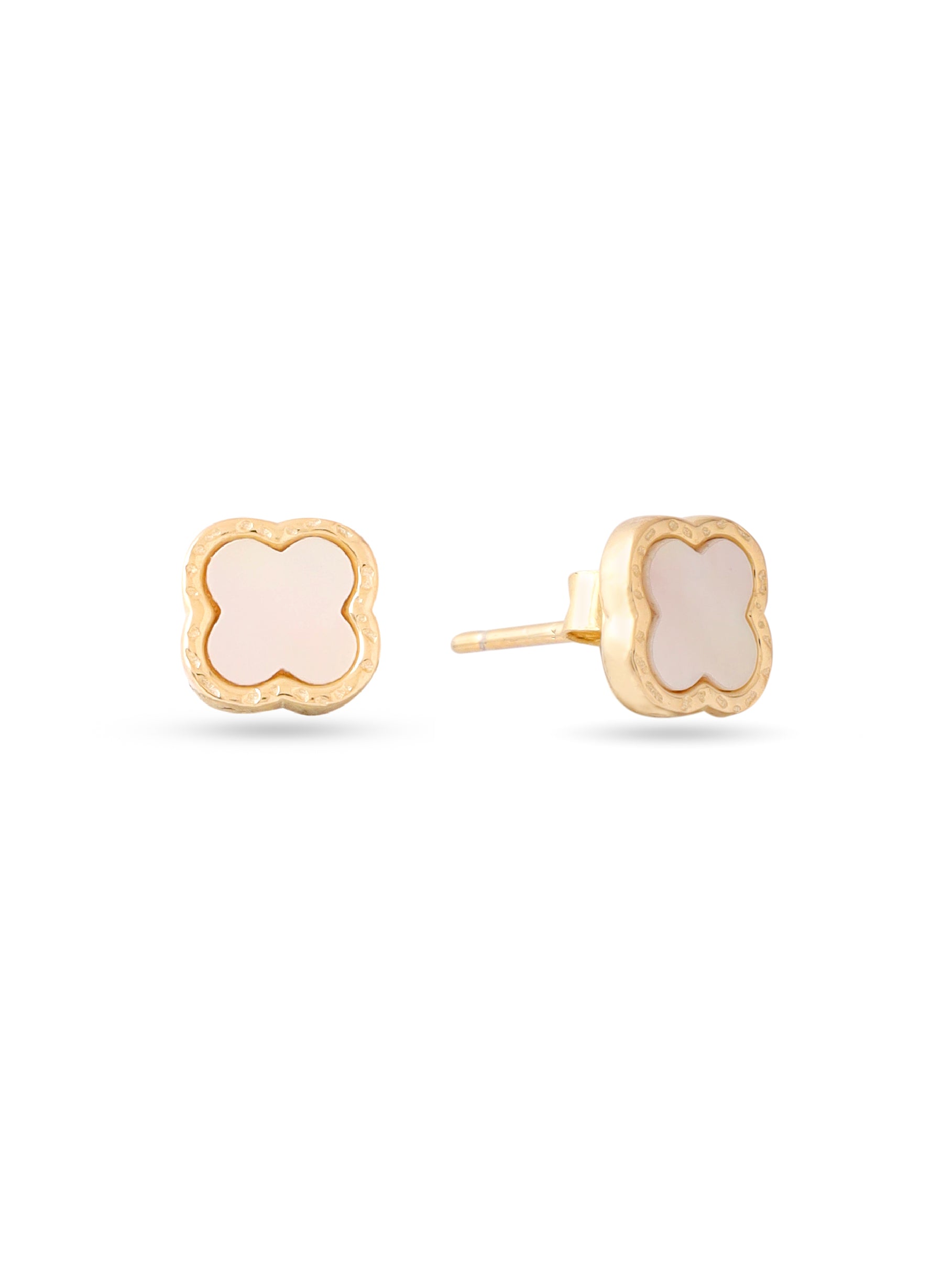 Syra 24k Gold Lucky Clover Mother of Pearl Stud Earrings