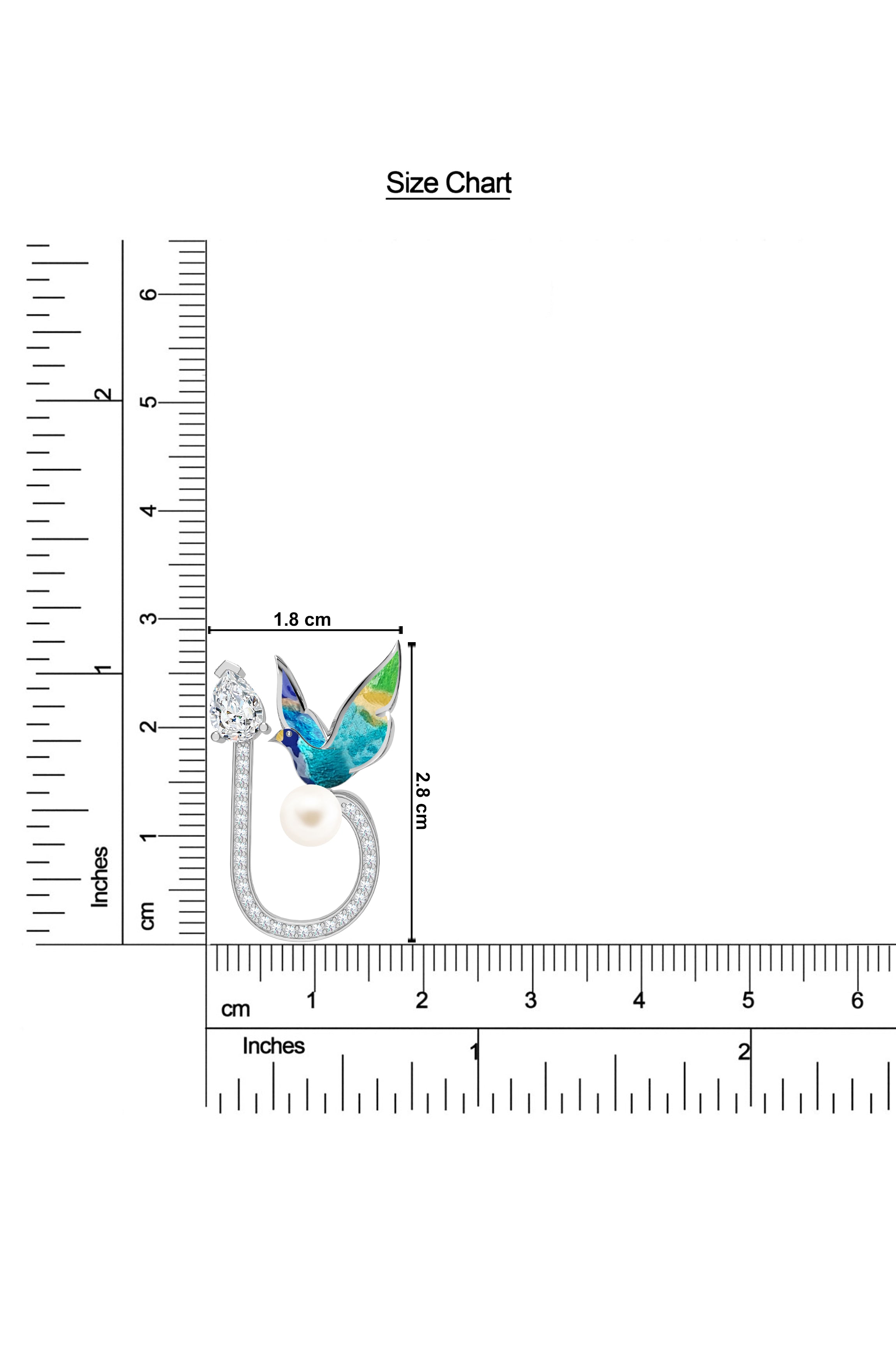 Enamel Bird on Pearl Sterling Silver Pendant