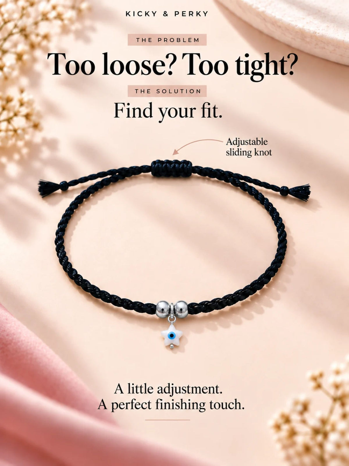 925 Sterling Silver MOP Star Evil Eye Anklet