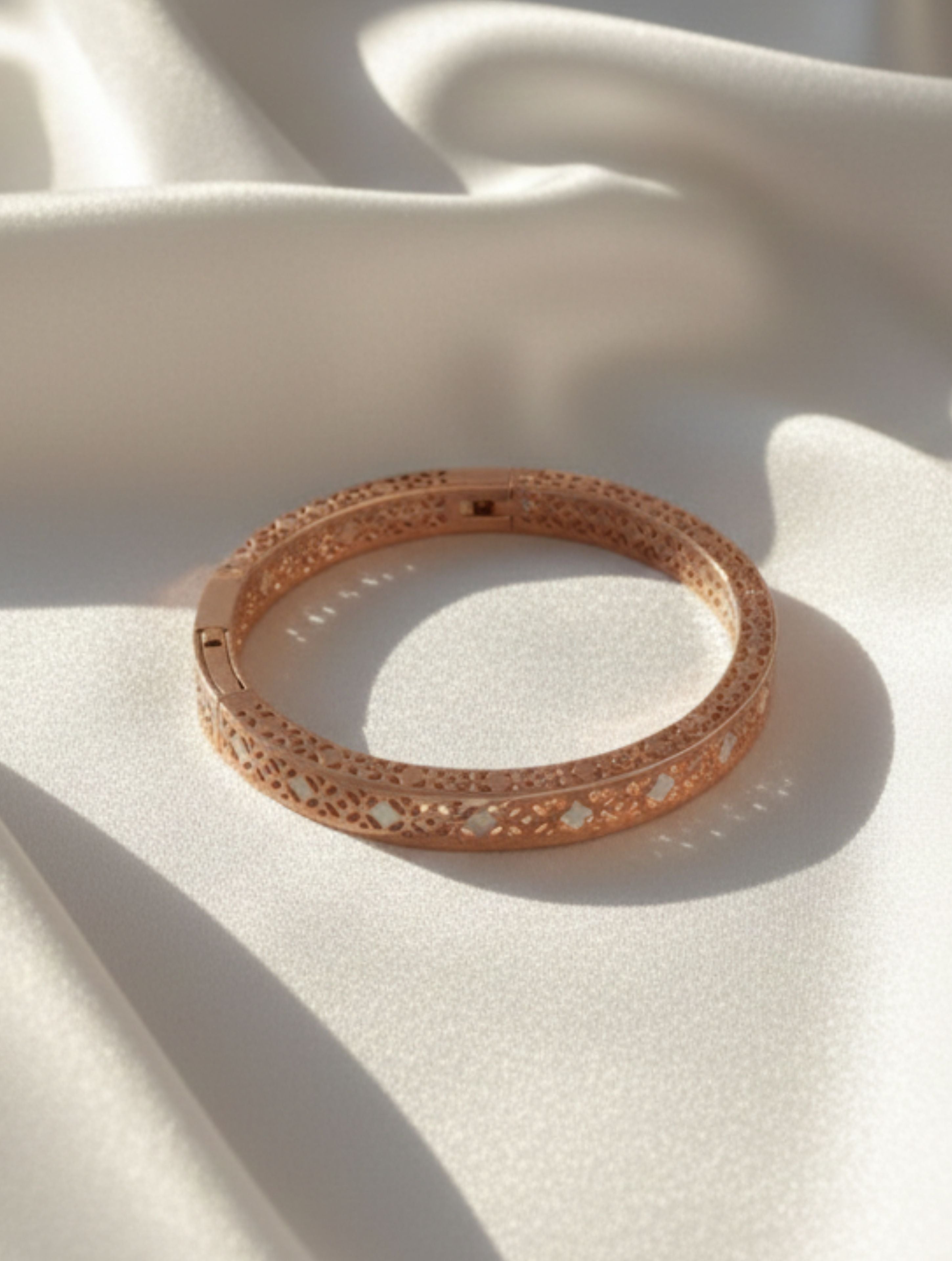 Filigree Openable Bangle in Rose Gold Plated 925 Sterling Silver