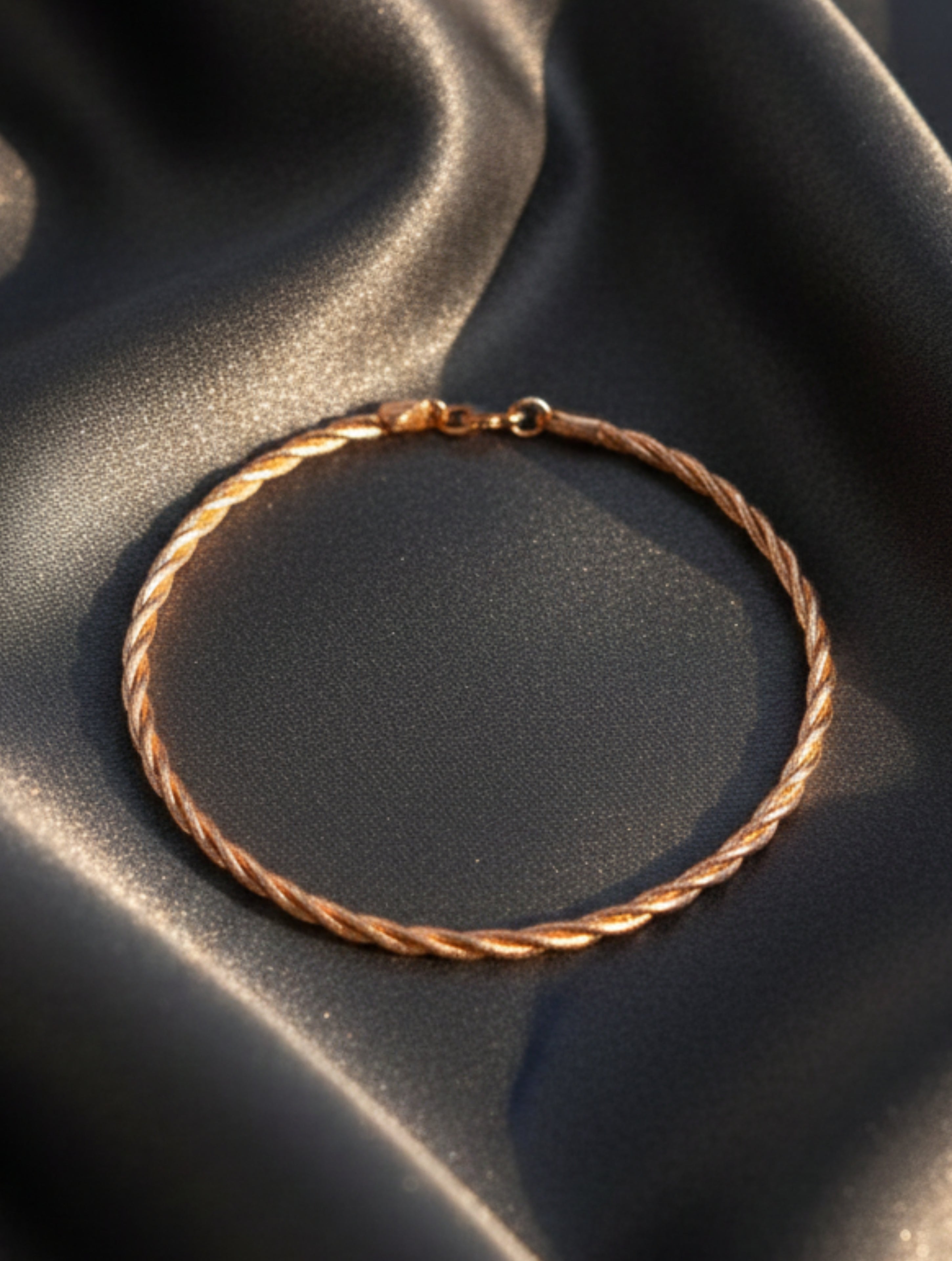 Twisted Rope Chain Bracelet in Rose Gold 925 Sterling Silver