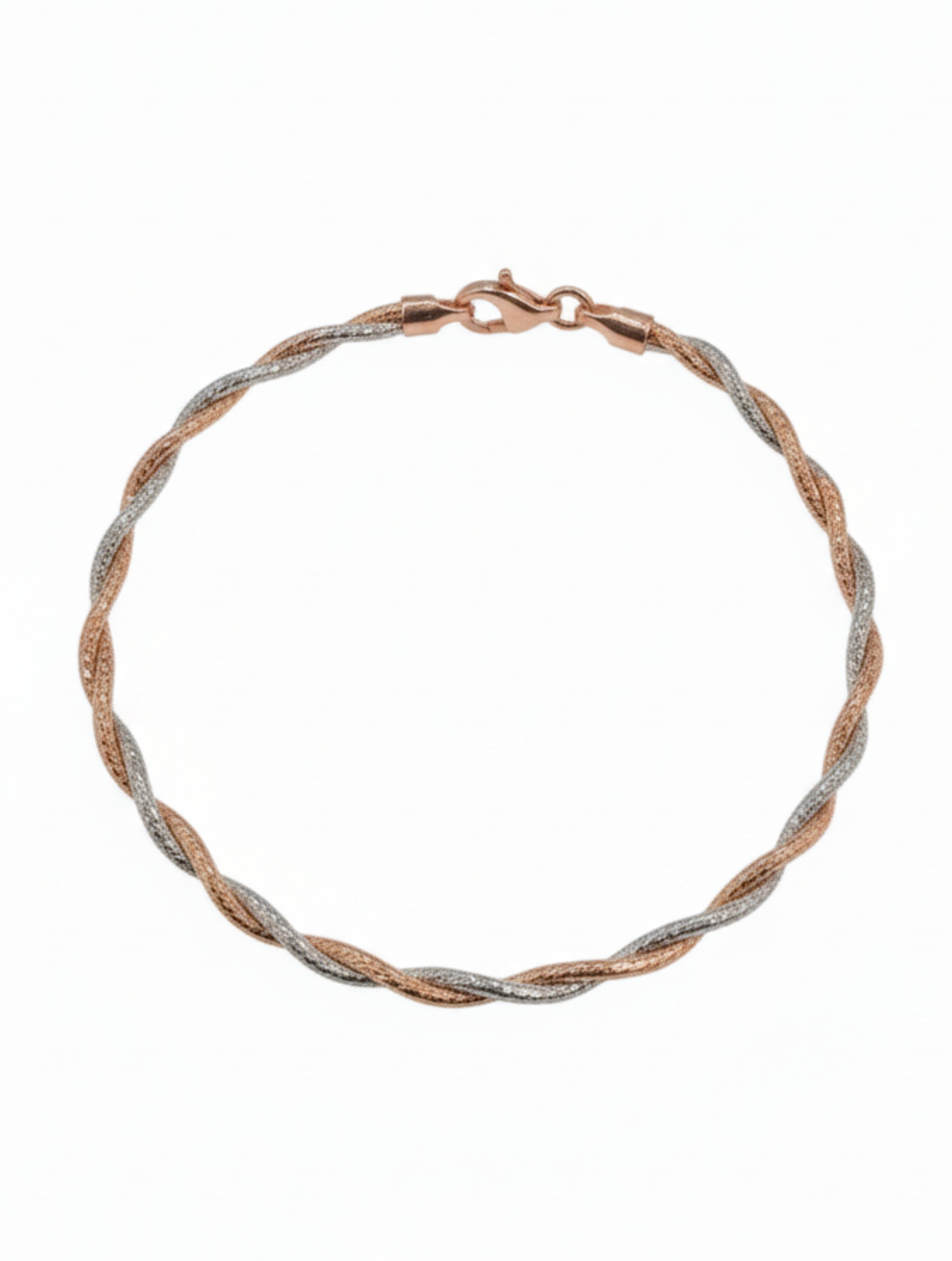 Two-Tone Twisted Mesh Rope Bracelet in 925 Sterling Silver