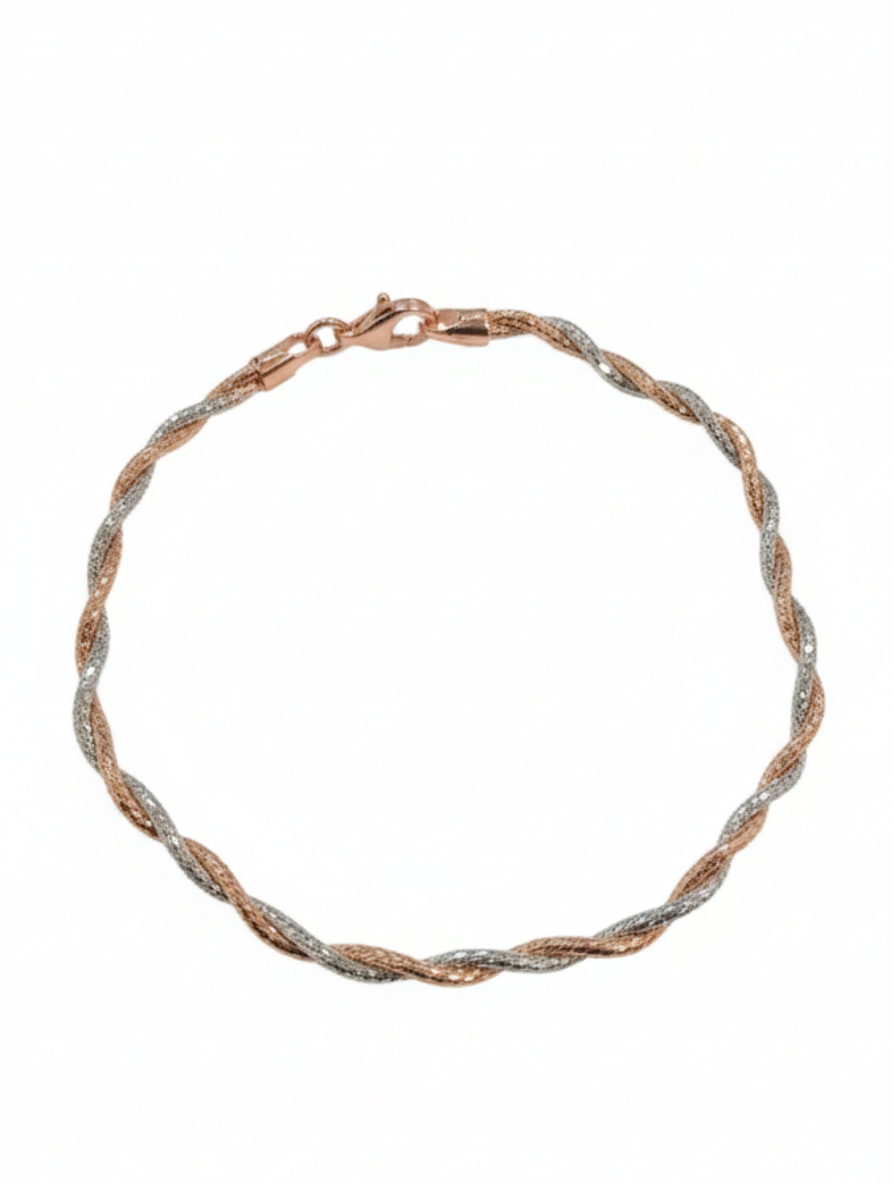 Two-Tone Twisted Mesh Rope Bracelet in 925 Sterling Silver