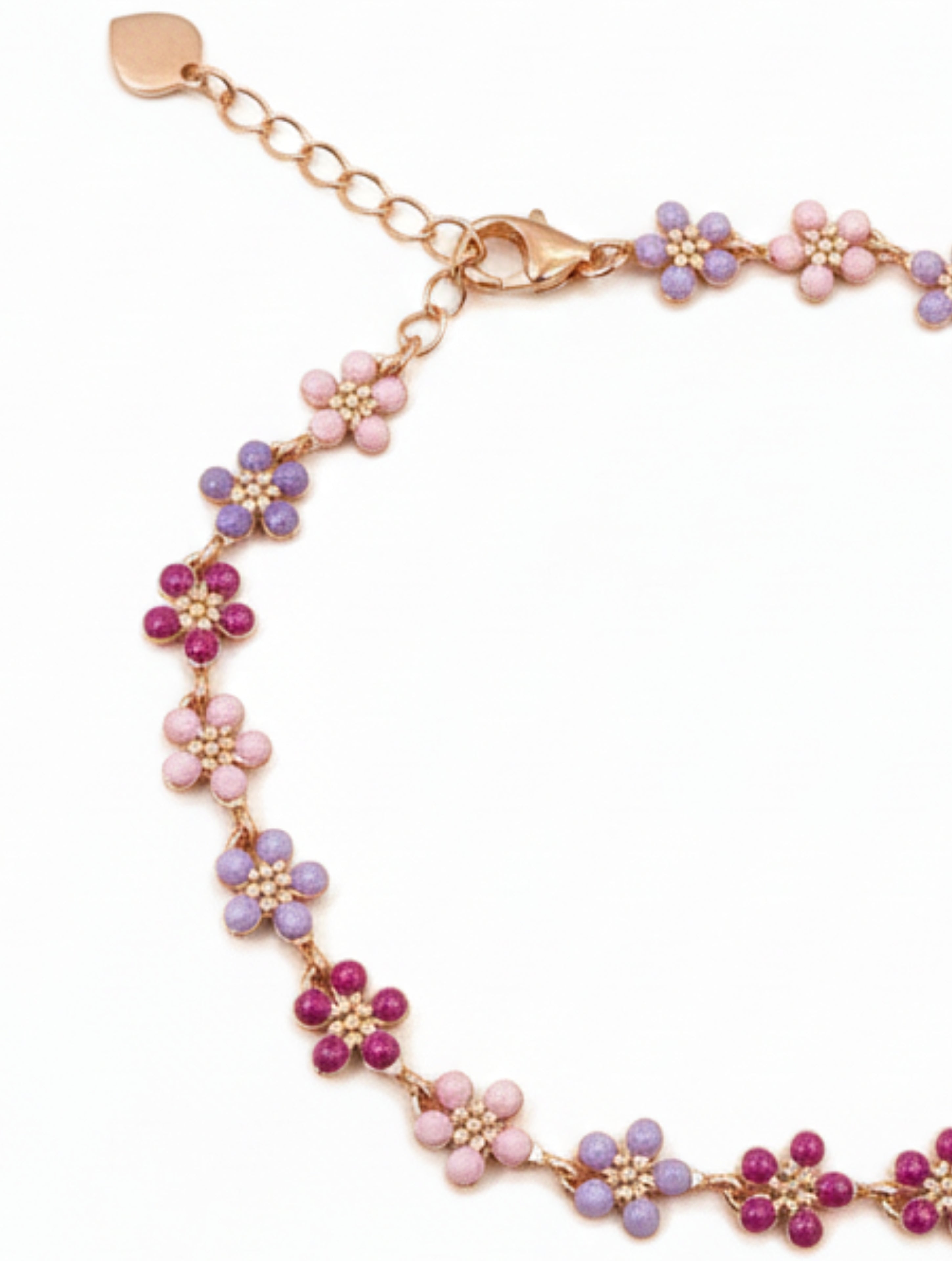 Bloom 925 Sterling Silver Multi-Tone Floral Enamel Bracelet in Rose Gold