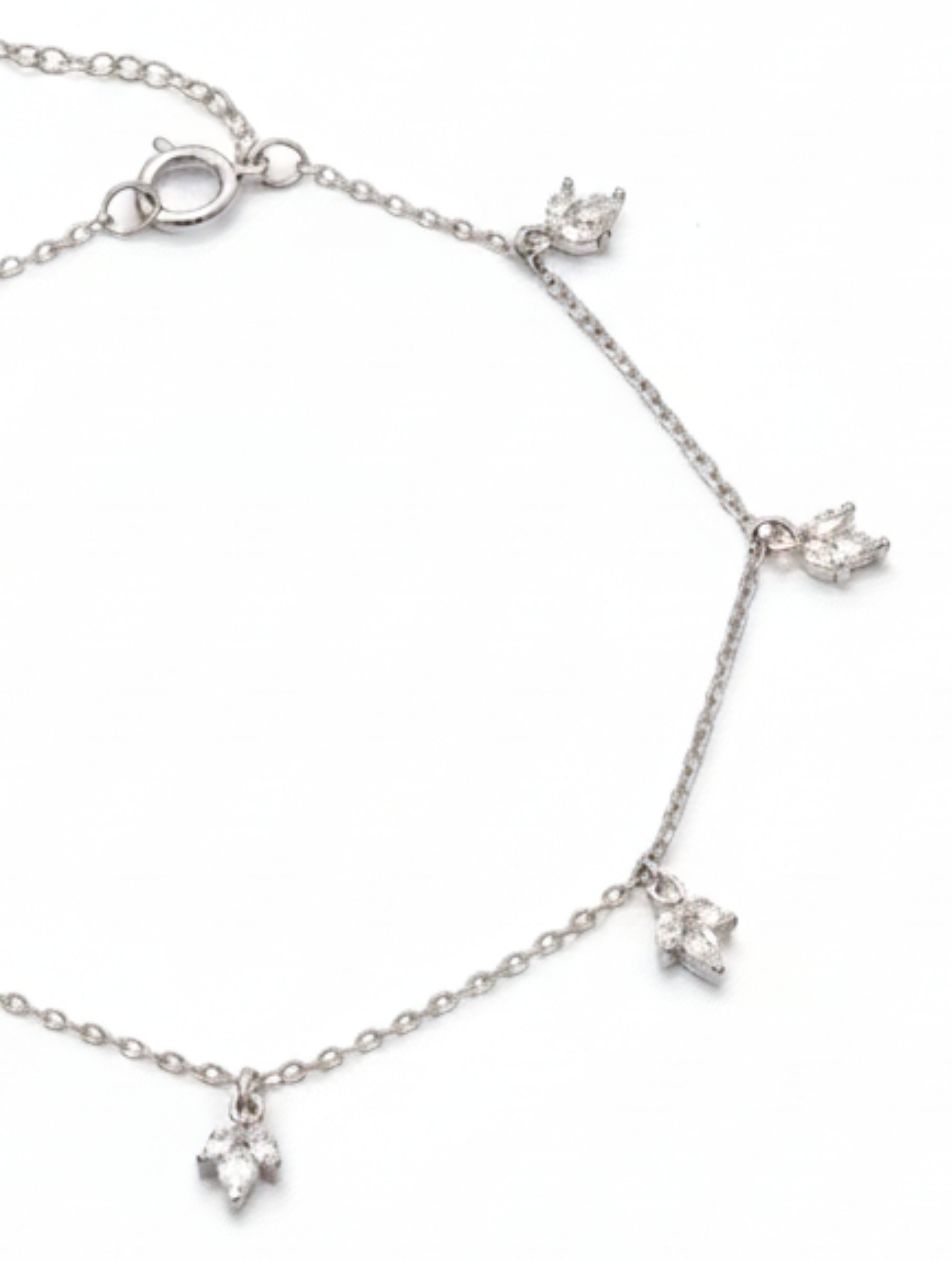 925 Sterling Silver Marquise Leaf Charm Bracelet