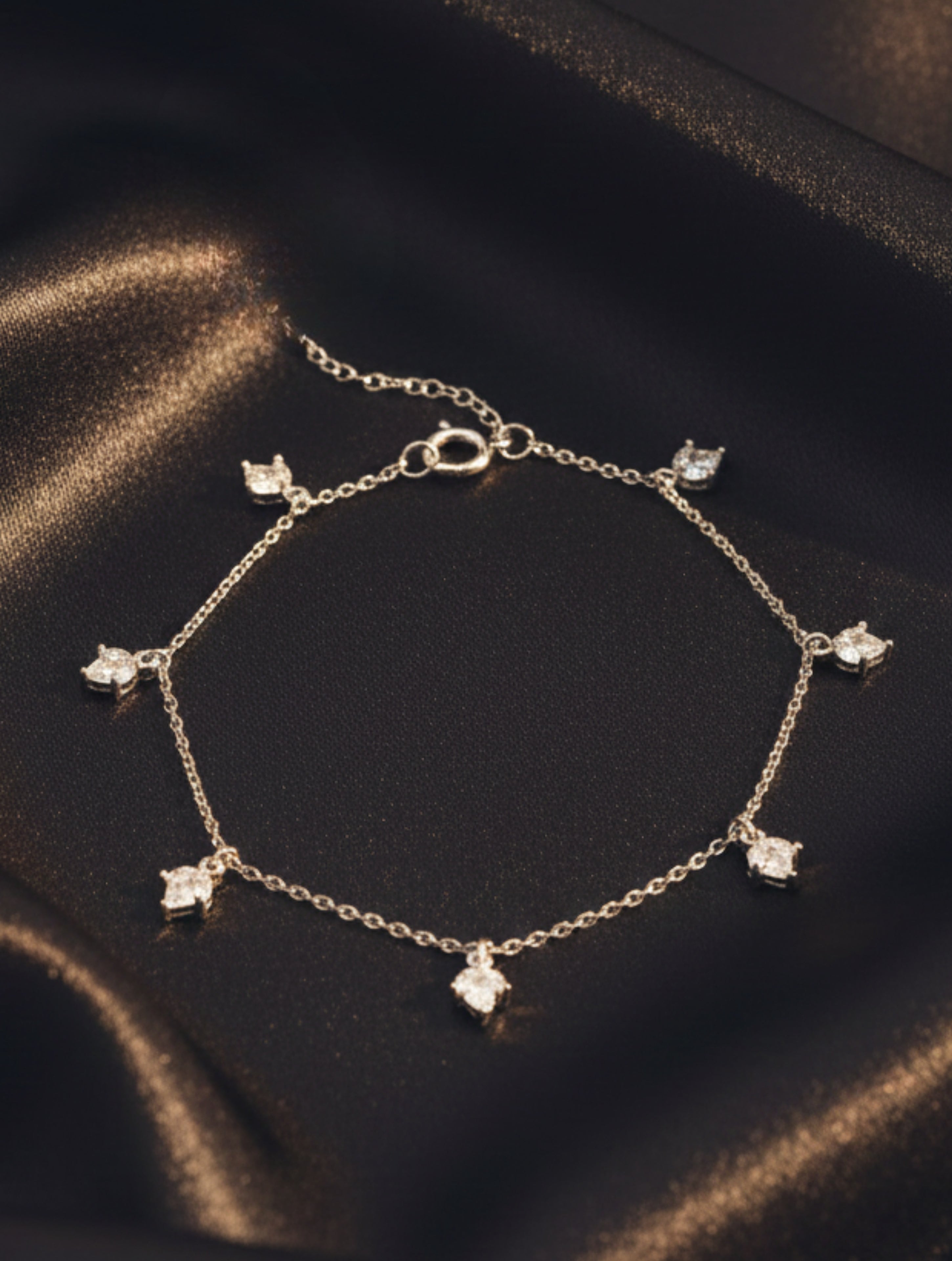 925 Sterling Silver Marquise Leaf Charm Bracelet