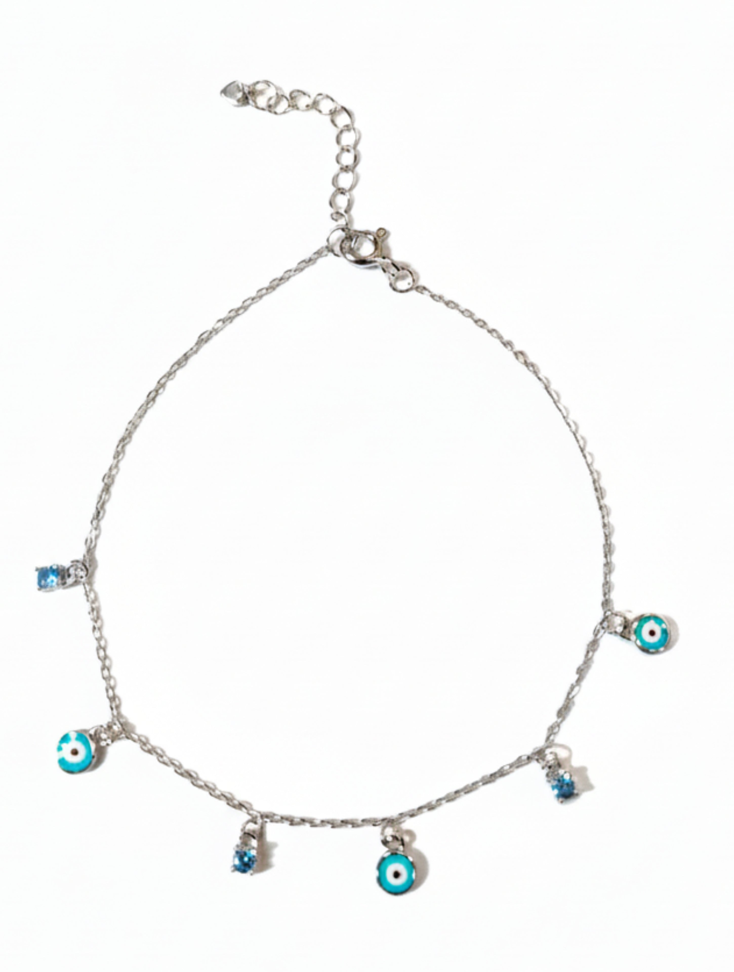 925 Sterling Silver Evil Eye Charm Bracelet