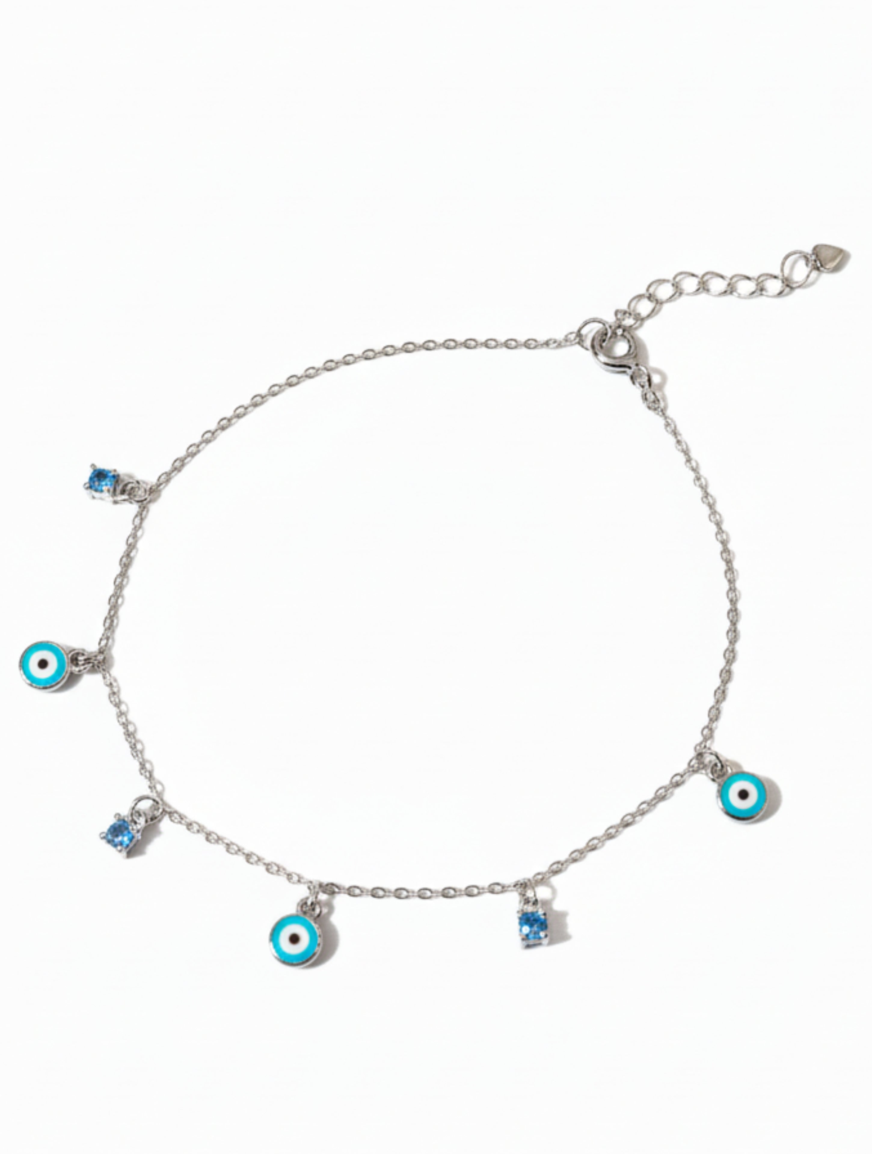 925 Sterling Silver Evil Eye Charm Bracelet
