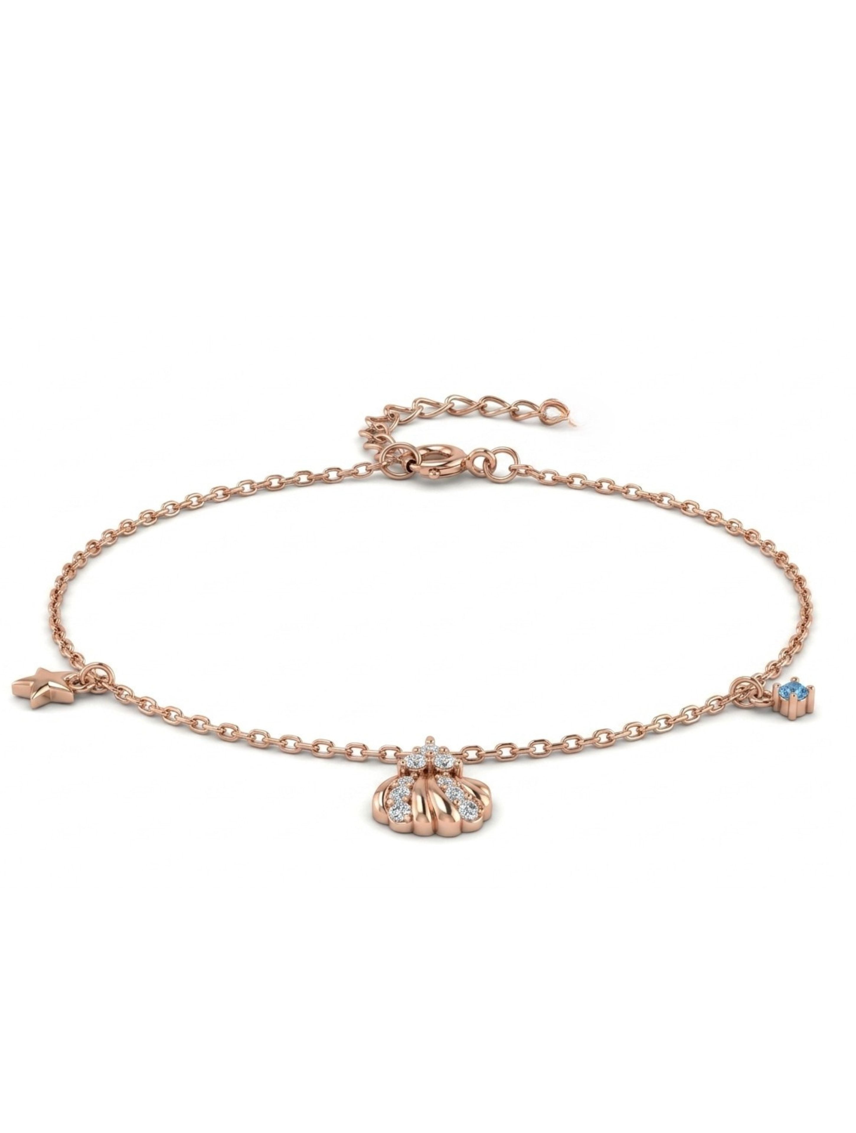 Rose Gold Seashell and Star Bracelet - 925 Sterling Silver