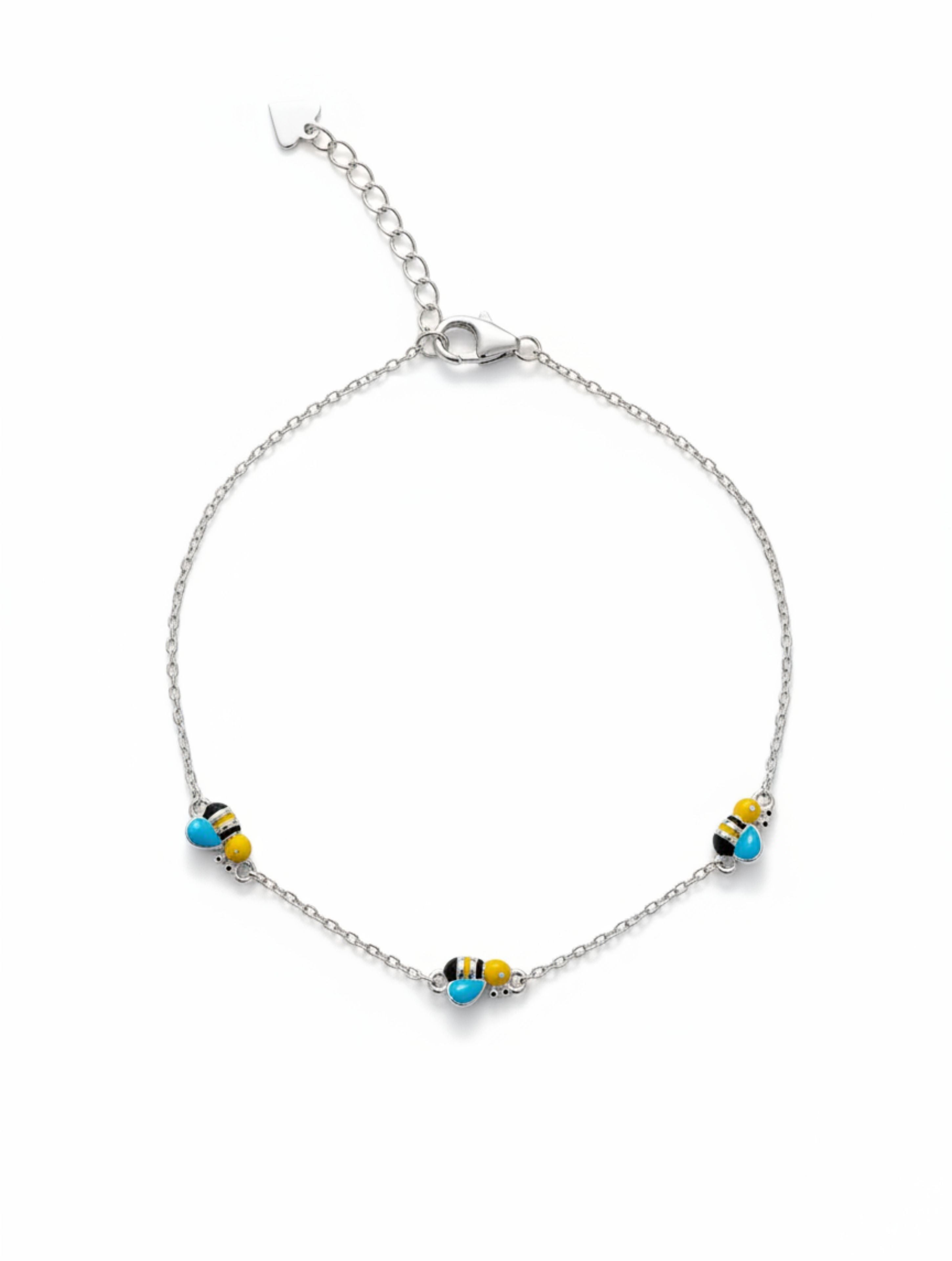 Enameled Bumblebee Bracelet in 925 Sterling Silver