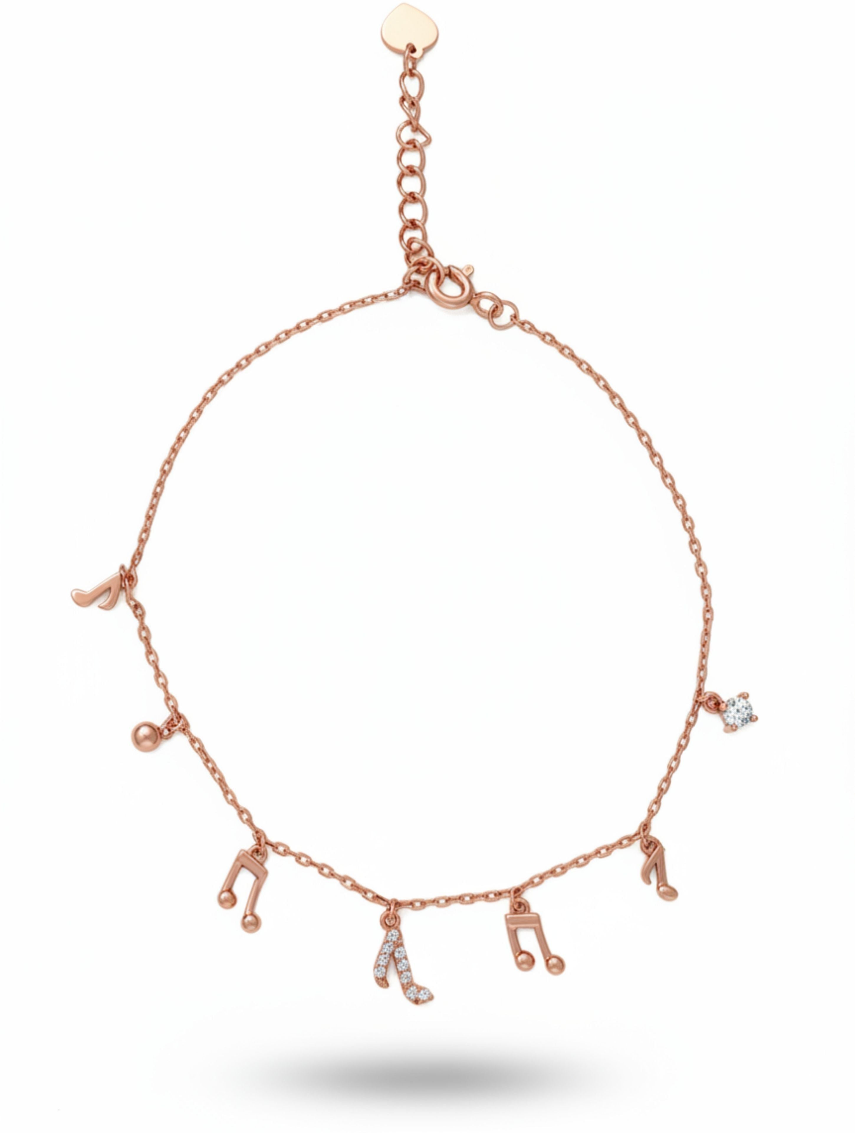 Melody of the Heart Rose Gold Musical Charm Bracelet In 925 Silver