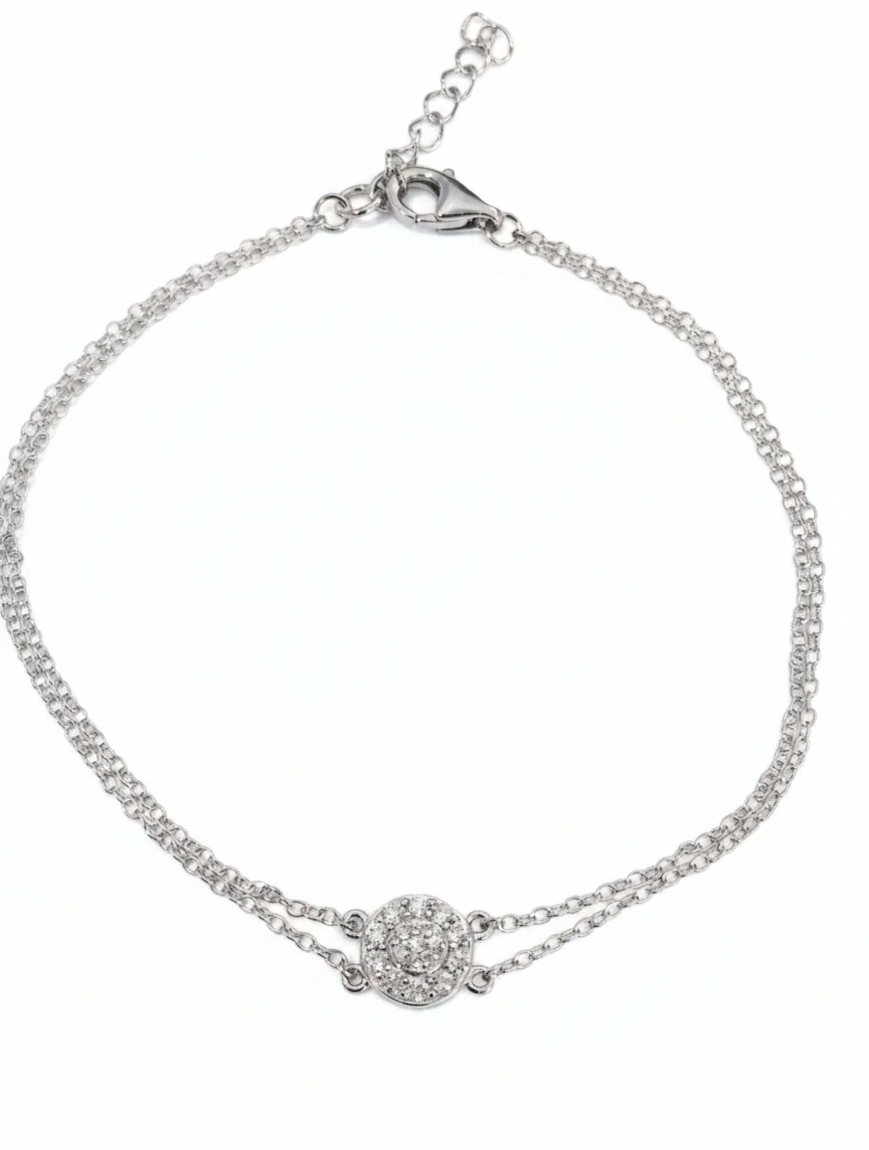 Double-Chain Halo Bracelet in 925 Sterling Silver