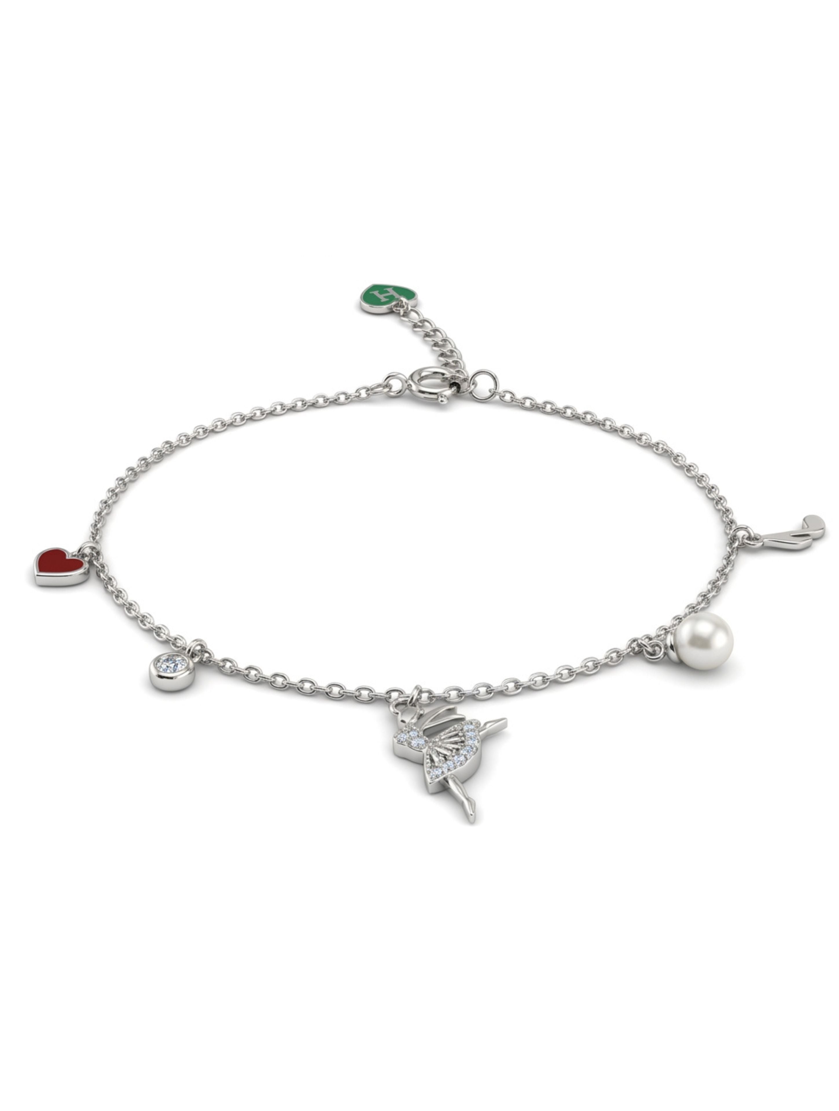925 Sterling Silver Dancing Ballerina Charm Bracelet