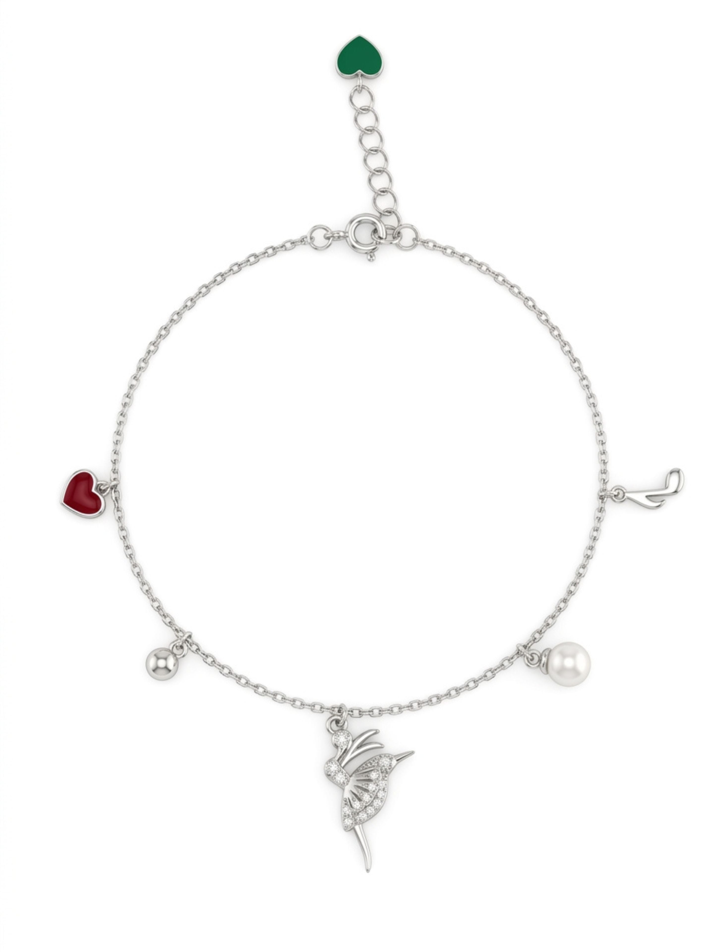 925 Sterling Silver Dancing Ballerina Charm Bracelet
