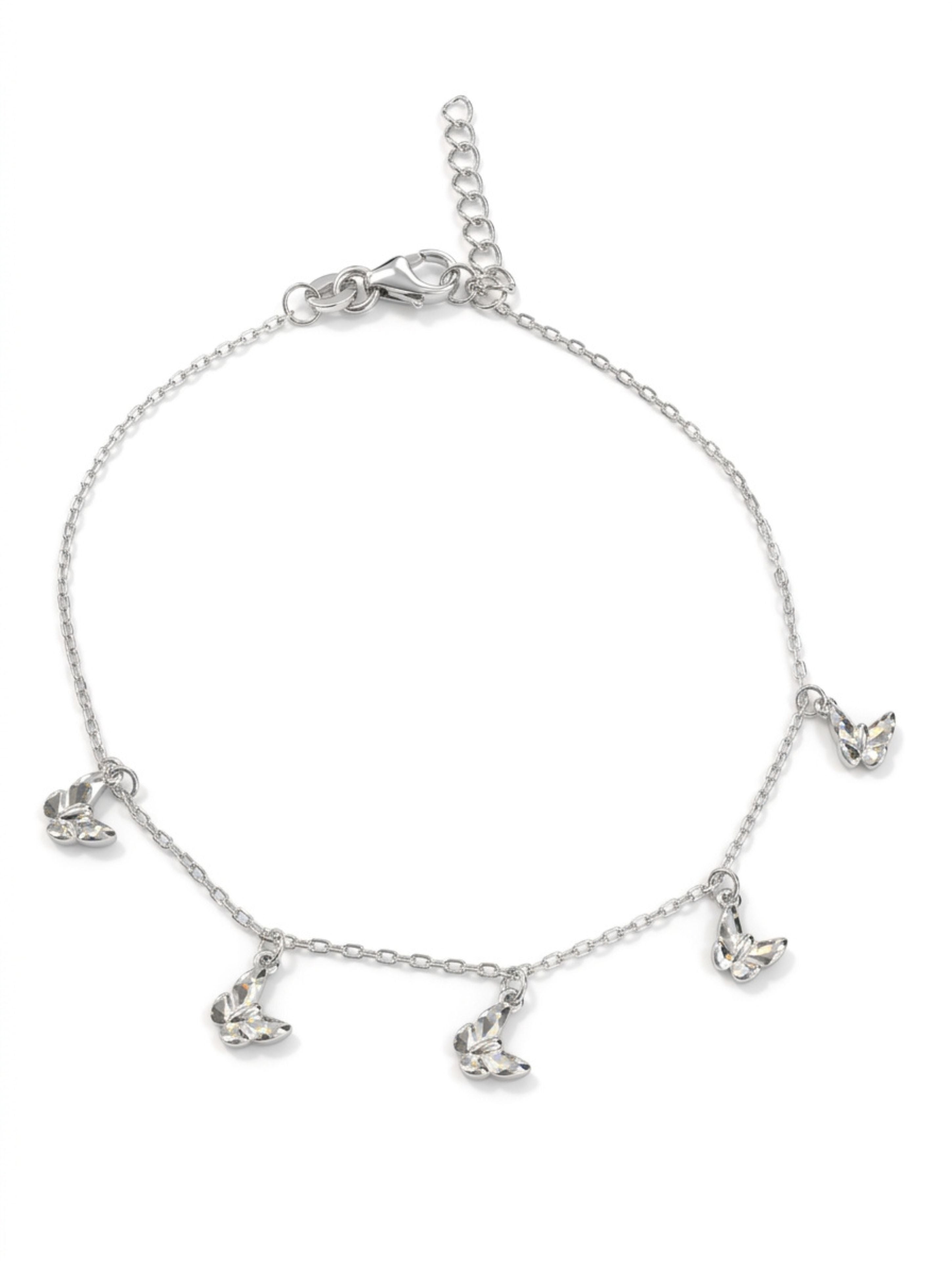 Sparkling Butterfly Charm Bracelet In 925 Sterling Silver