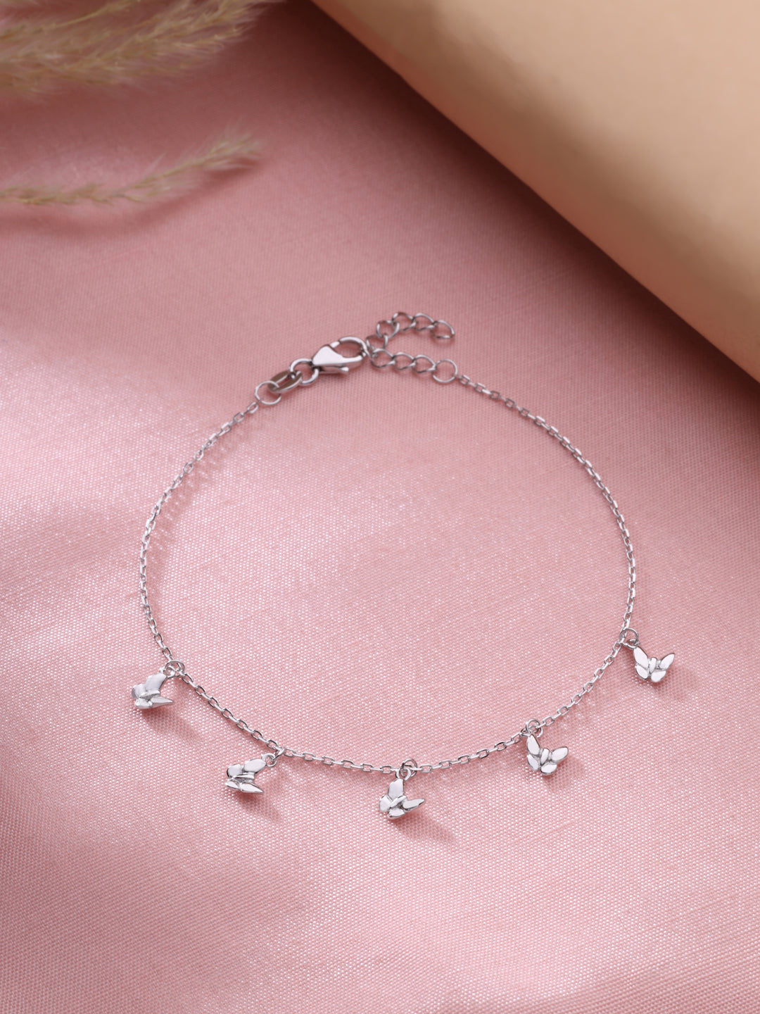 Sparkling Butterfly Charm Bracelet In 925 Sterling Silver