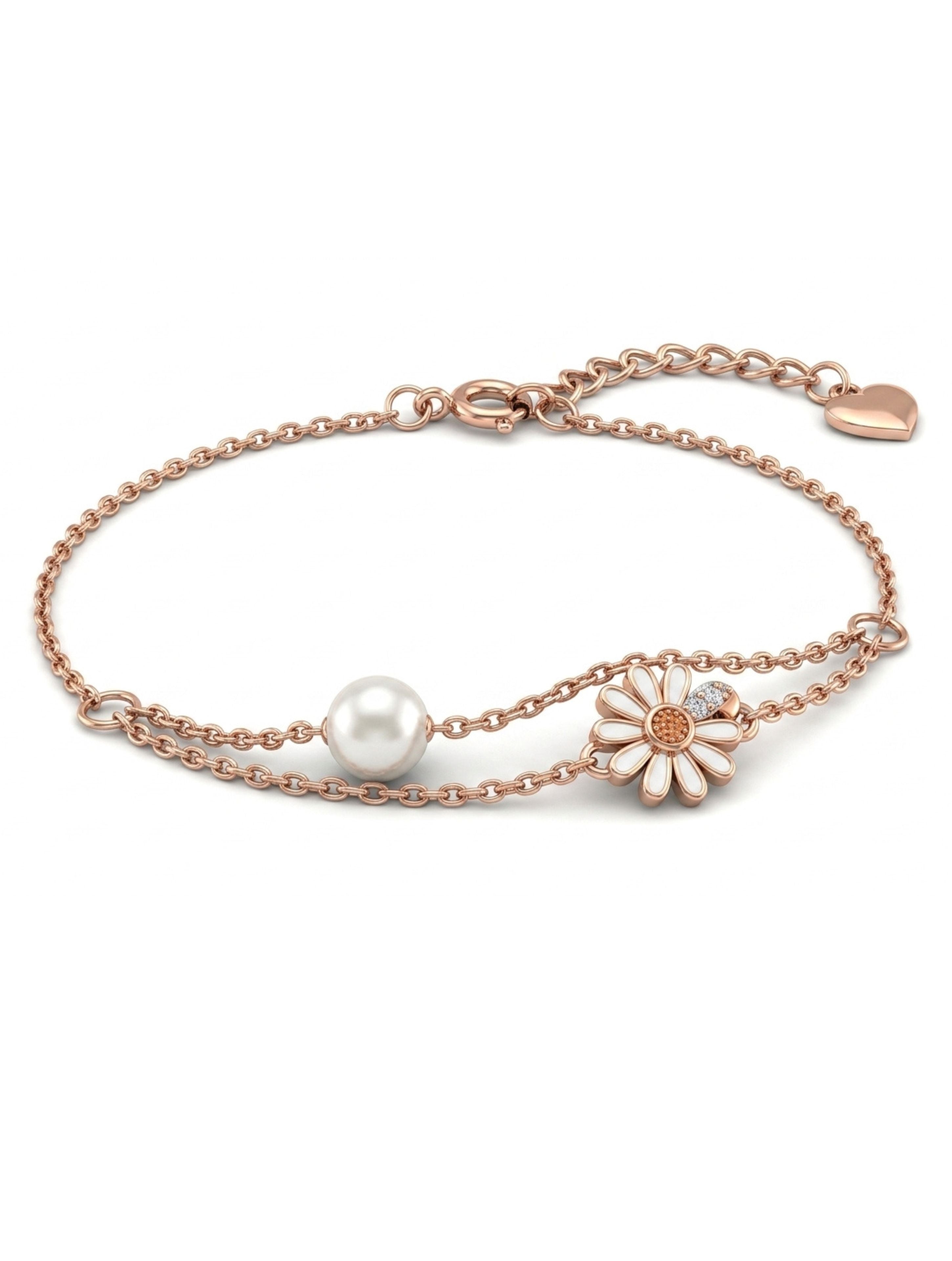 Pearl Sterling Silver Double-Chain Bracelet in Rose Gold Vermeil