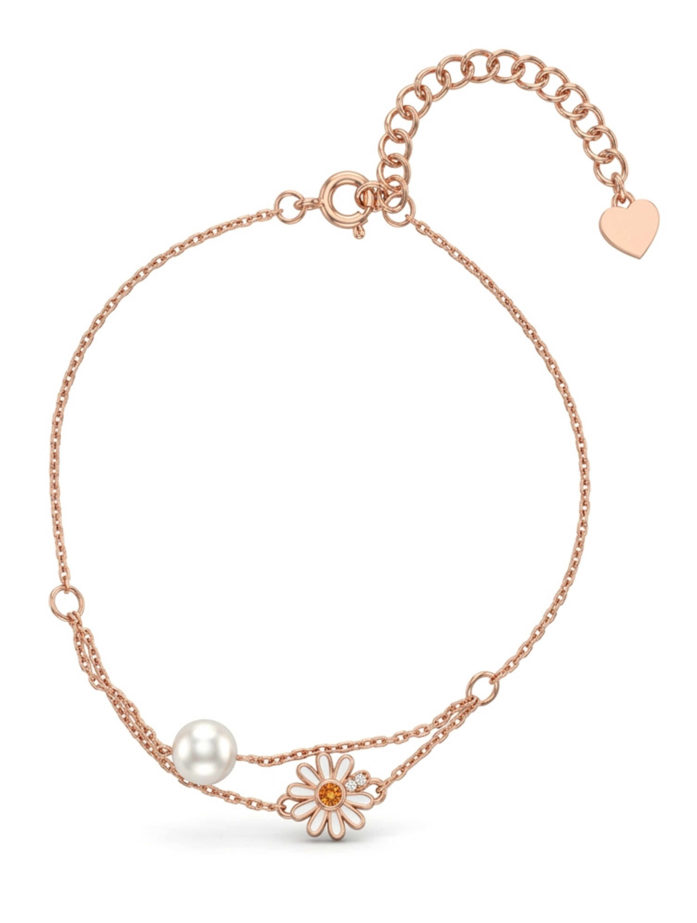 Pearl Sterling Silver Double-Chain Bracelet in Rose Gold Vermeil